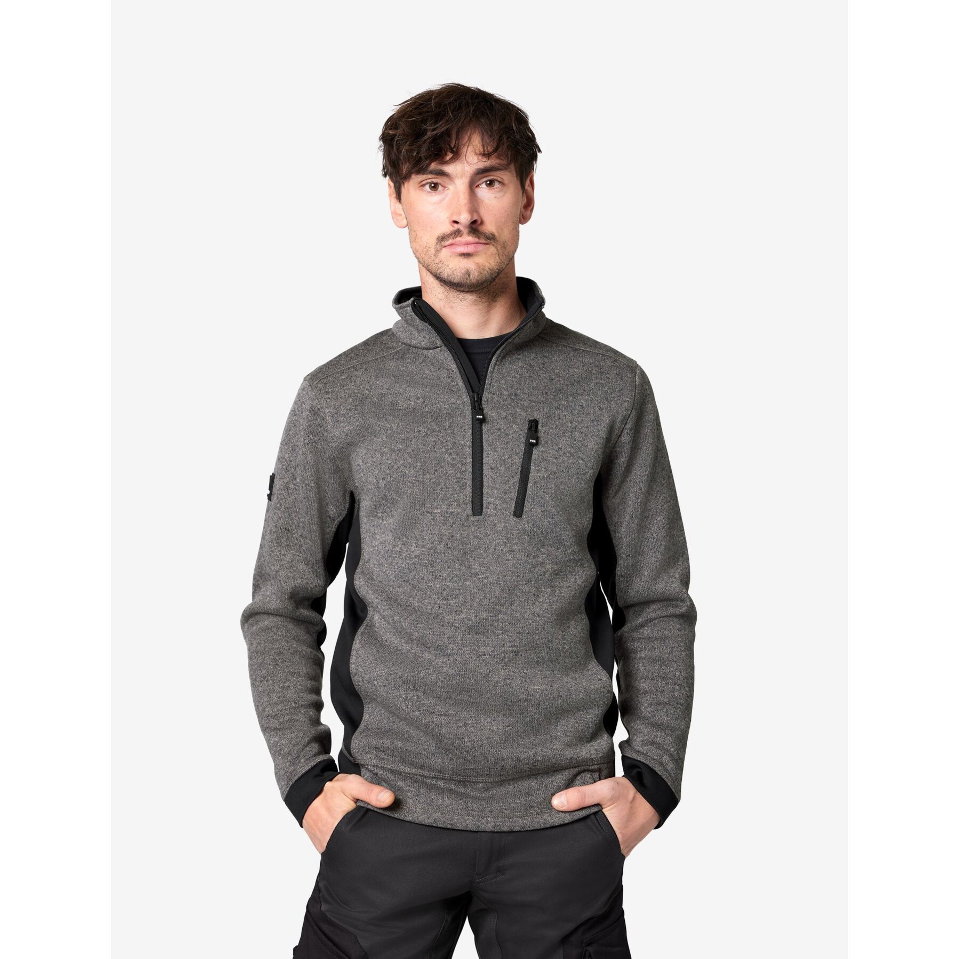 PATRICK Strick-Fleece-Troyer anthrazit-schwarz Gr. 2XL