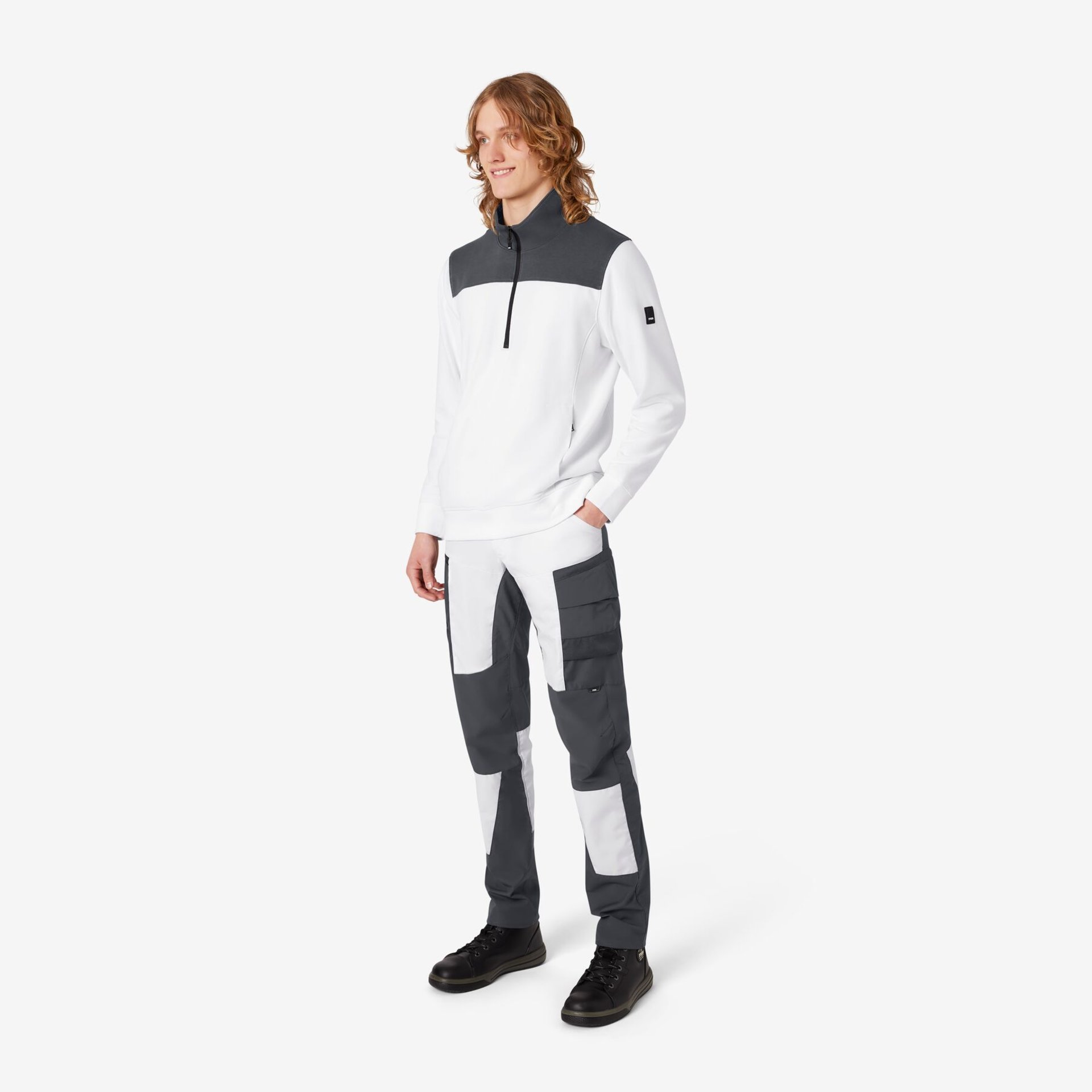 ROB Zip-Sweatshirt unisex weiß-anthrazit S