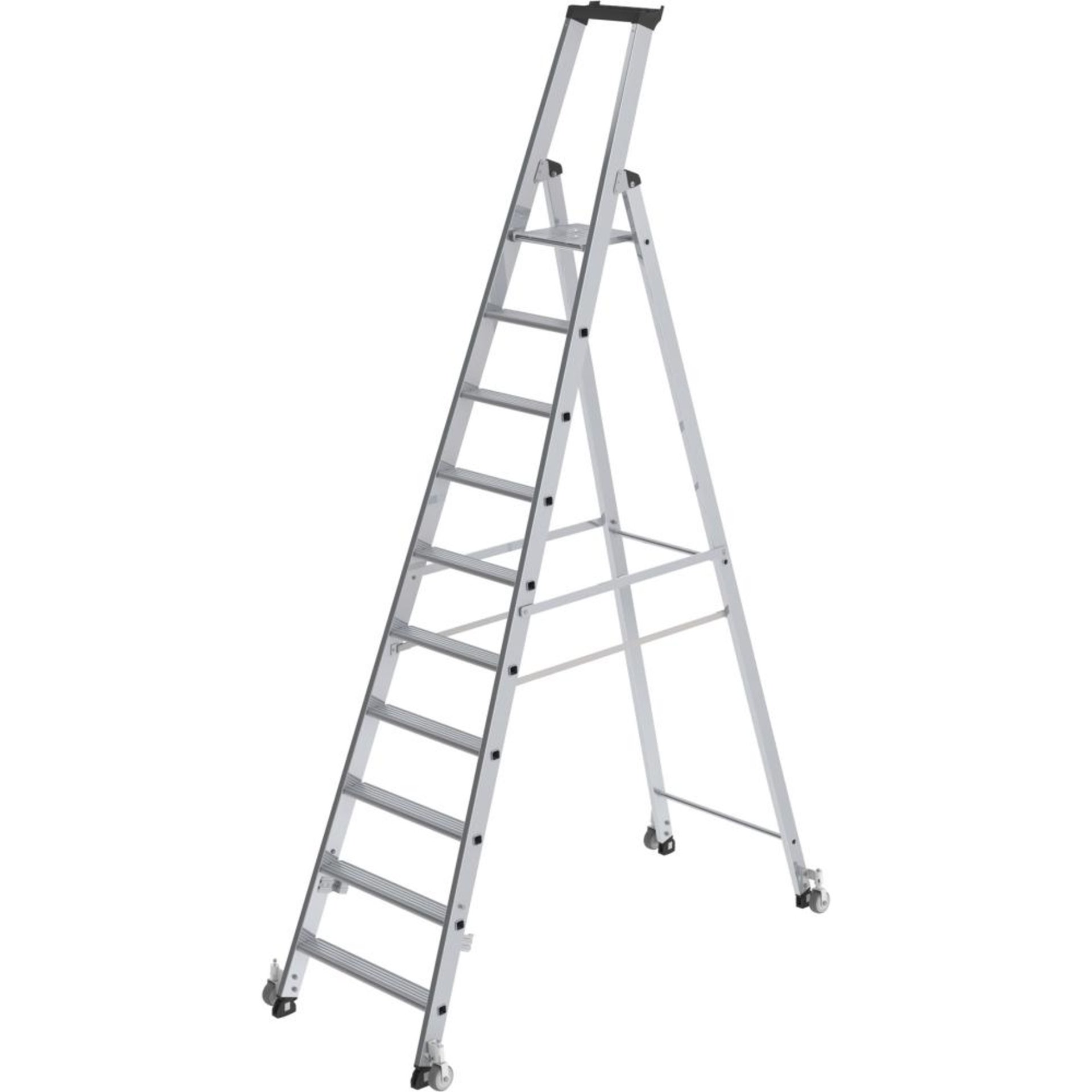 Alu-Stehleiter 10 Stufen Gesamthöhe 2,31 m Arbeitshöhe bis 4,35 m