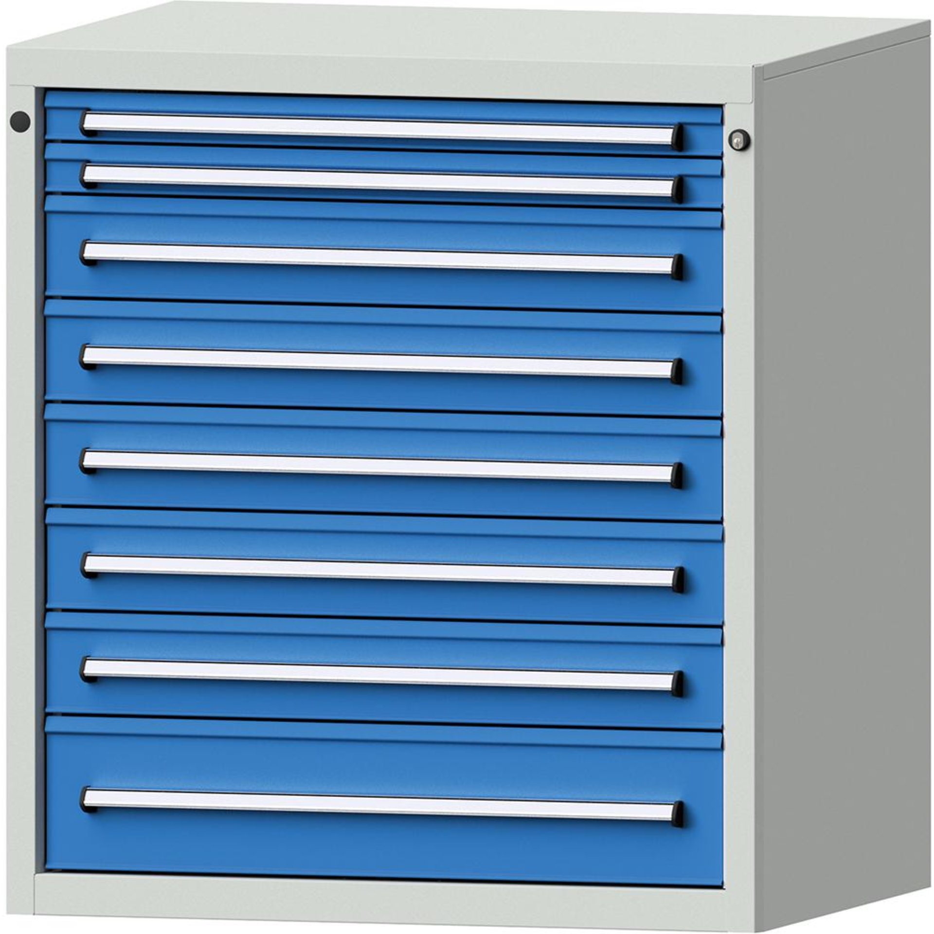Format Schubladenschrank B910xT700xH1000mm RAL7035/5012 8 Schubladen 75kg