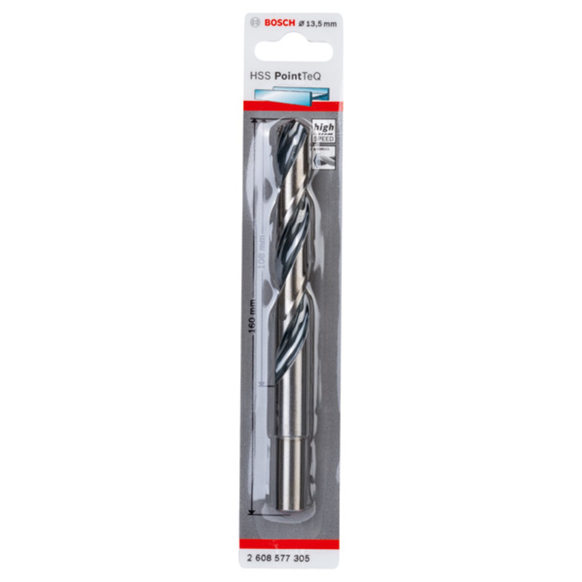 Metallspiralbohrer HSS PointTeQ, DIN 338, mit reduziertem Schaft, 13,5 mm