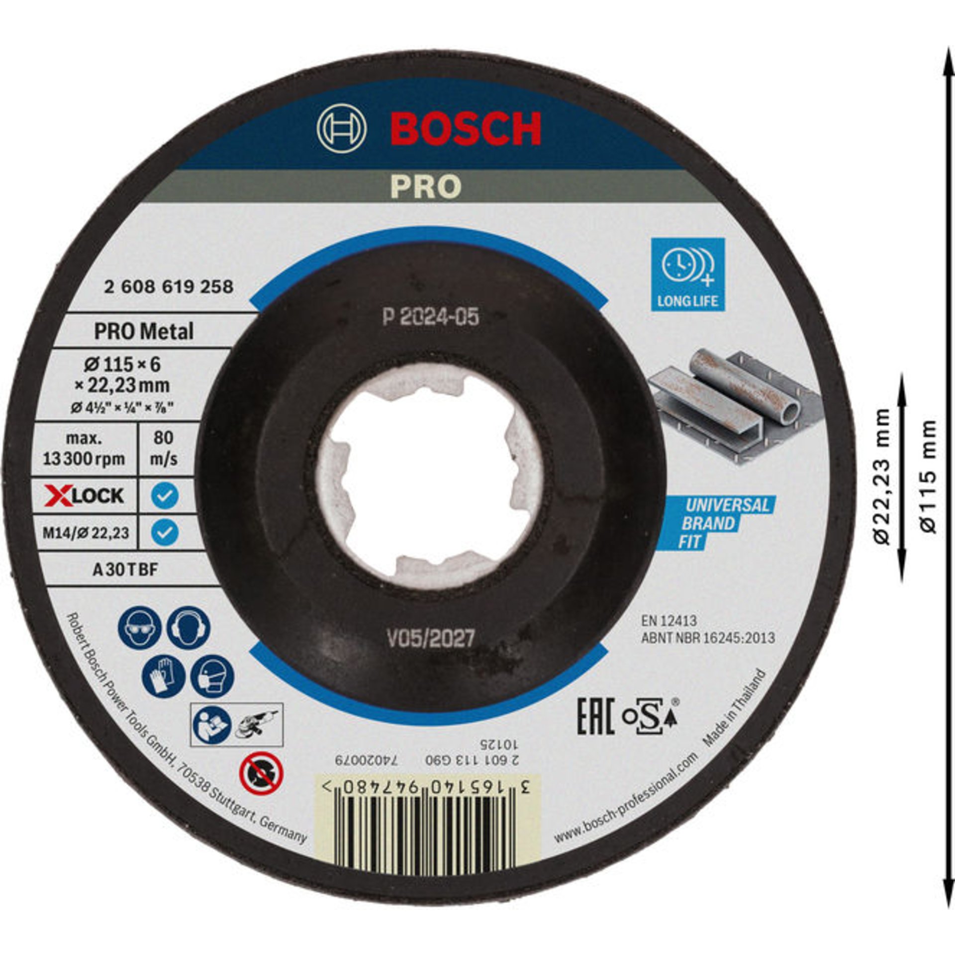 PRO Metal X-Lock Schleifscheibe, 115 x 6 x 22.23 mm, oSa