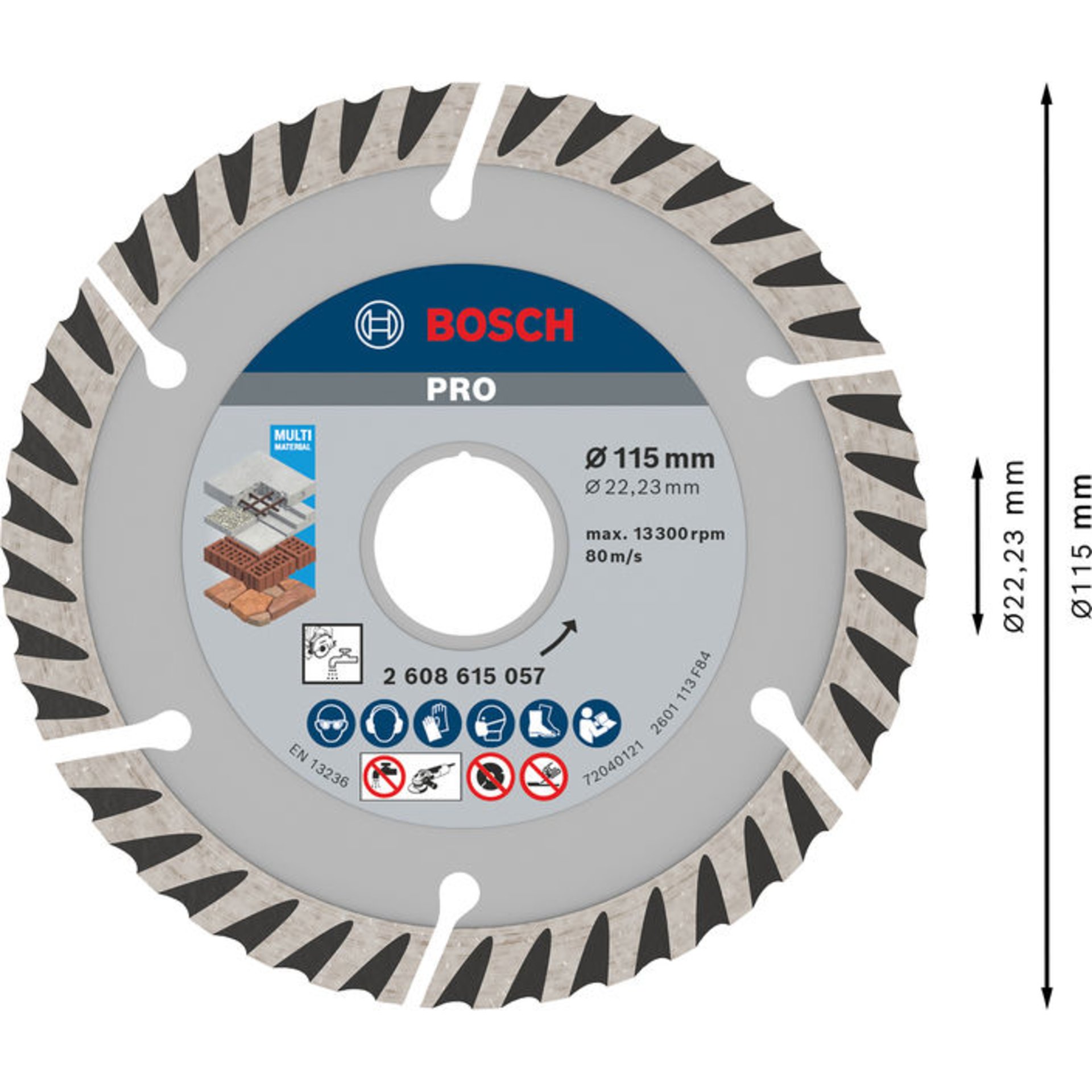 PRO Multi Material Diamanttrennscheibe, 115 x 22,23 mm