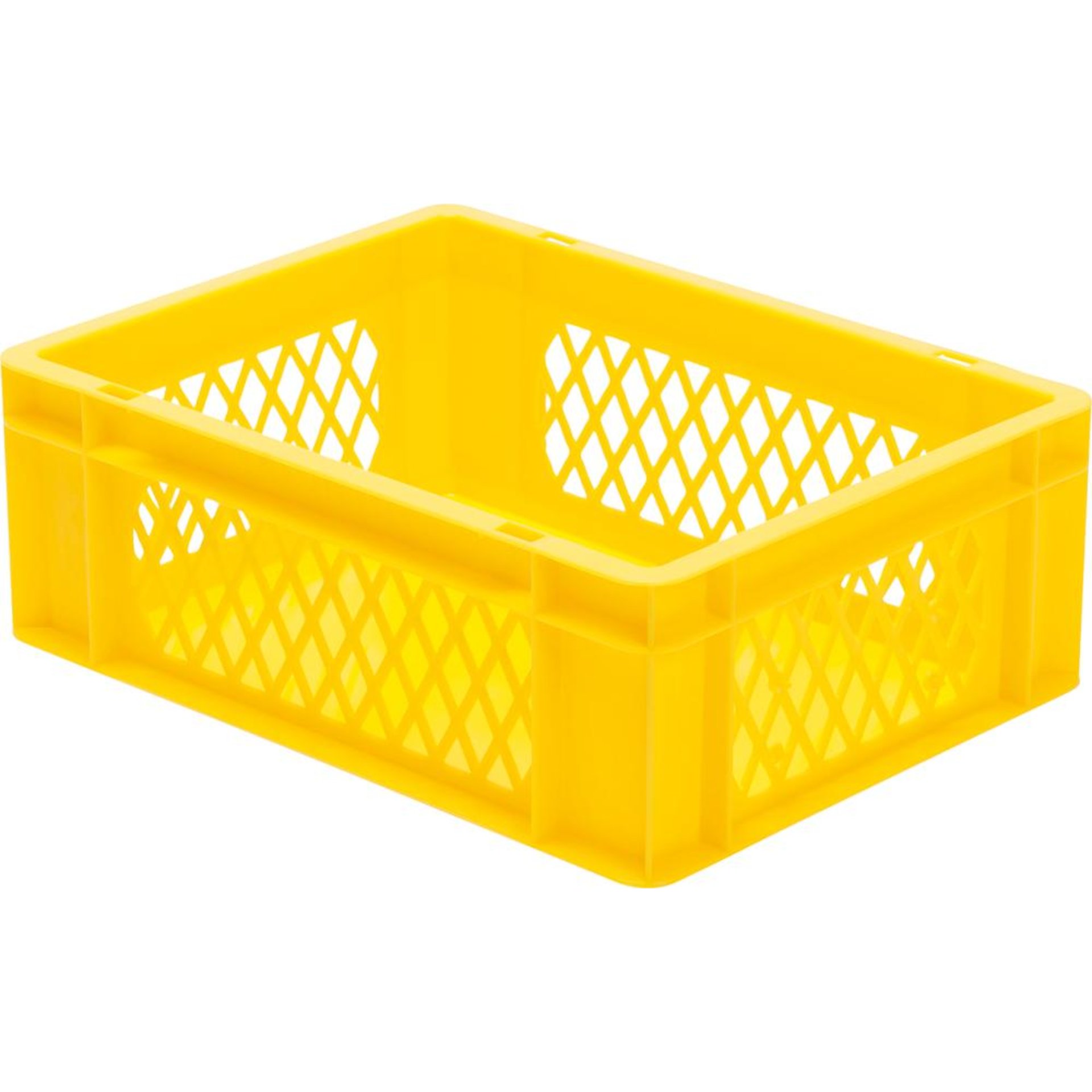 Transport-Stapelkasten B400xT300xH120 mm gelb, Wände durchbrochen ohne Griffloch LA-KA-PE