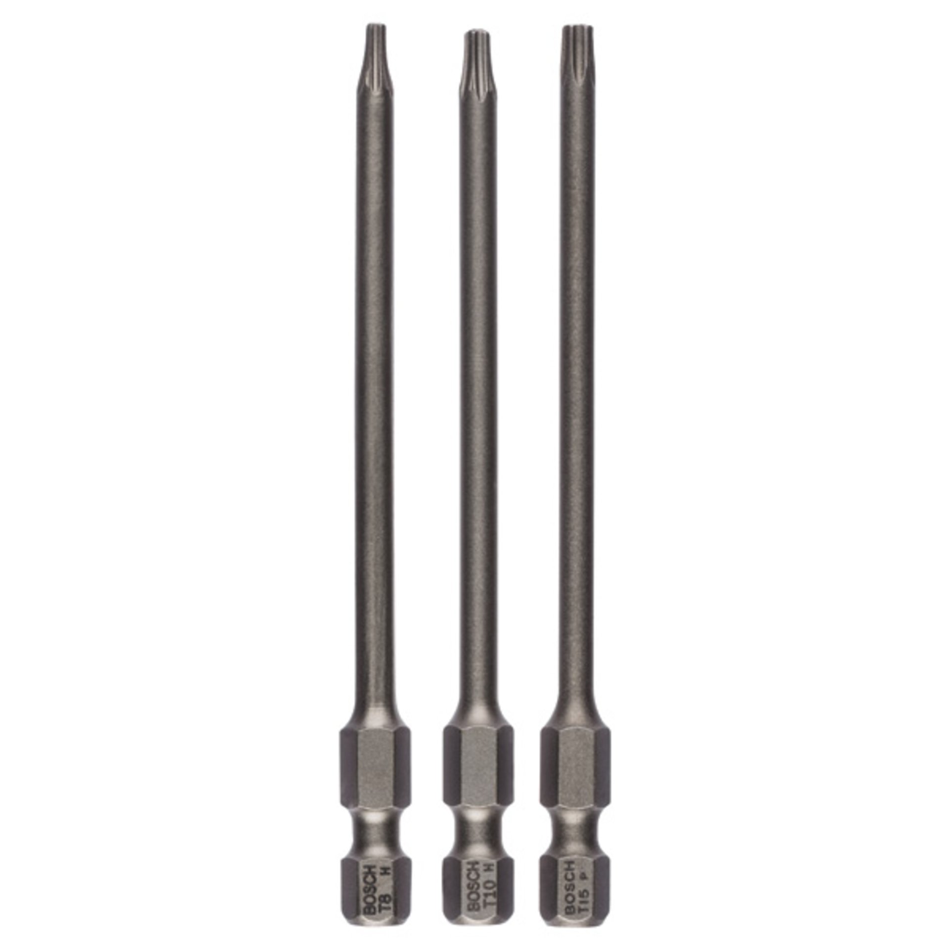 Schrauberbit-Set Extra-Hart, 3-teilig, T8, T10, T15, 89 mm