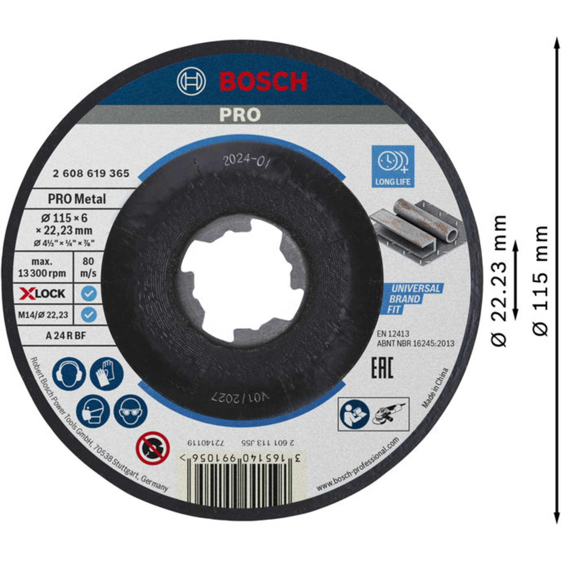 PRO Metal X-Lock Schleifscheibe, 115 x 6 x 22.23 mm