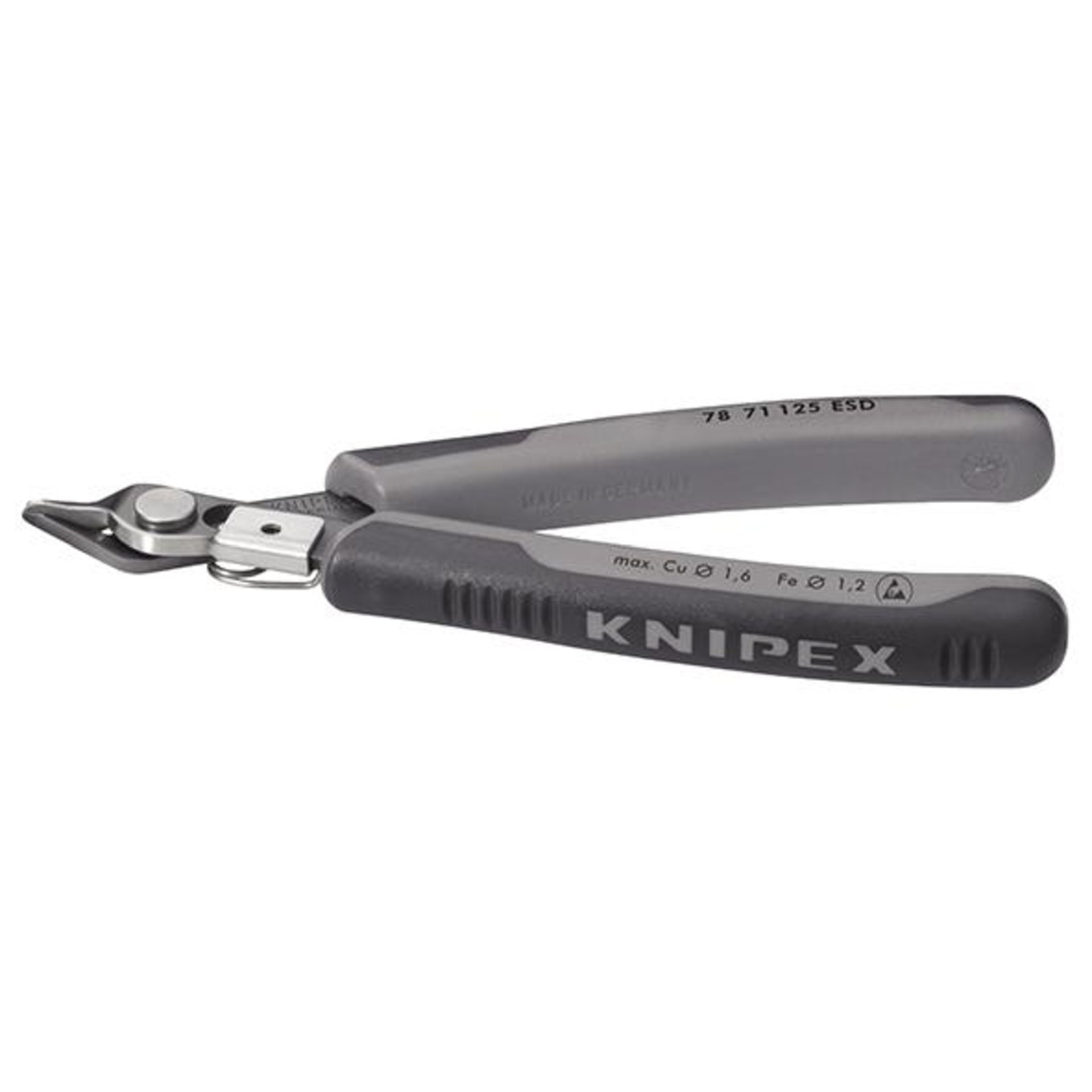 Seitenschneider Elektronik ESD brüniert mit Drahtklemme 125mm KNIPEX