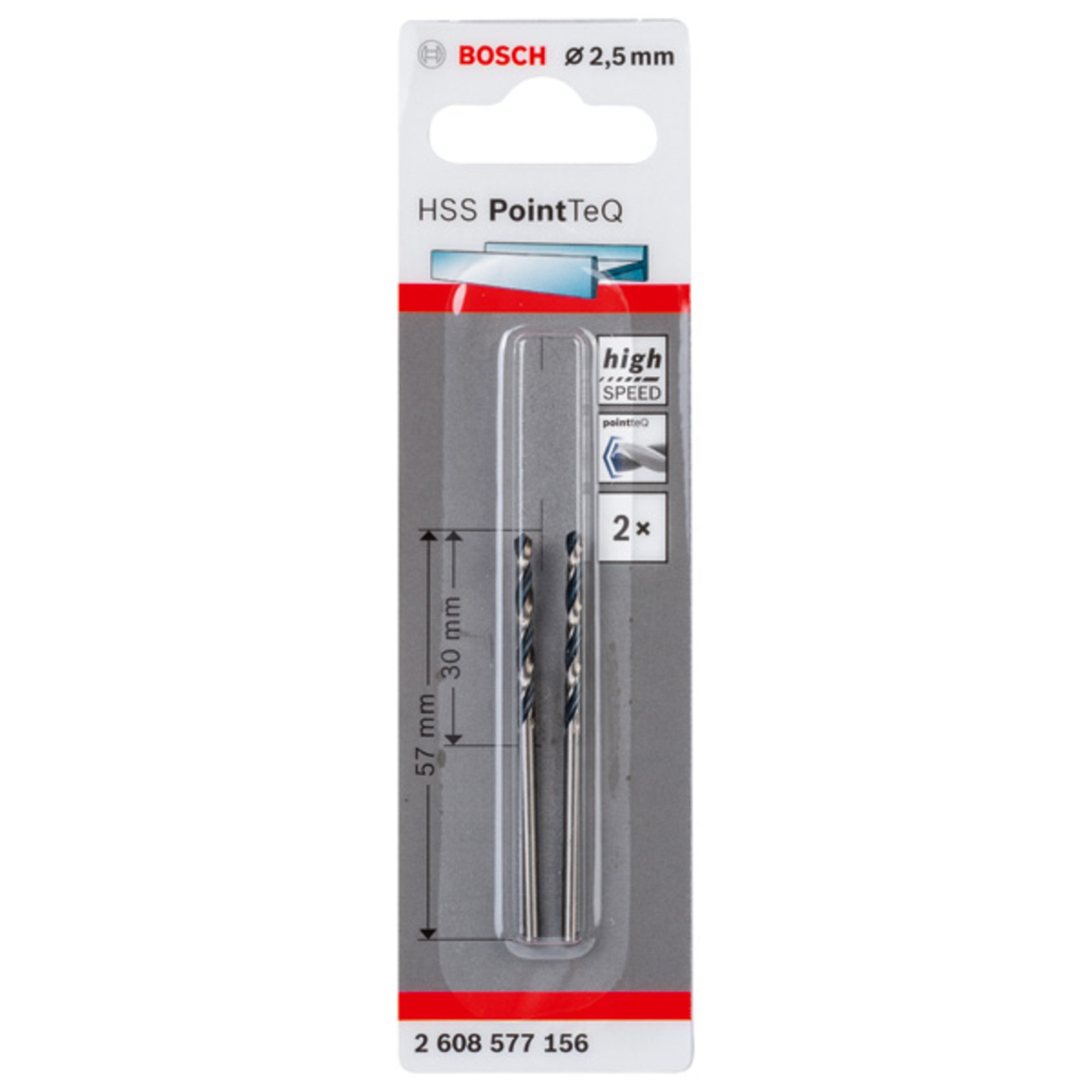 Metallspiralbohrer HSS PointTeQ, DIN 338, 2,5 mm, 2er-Pack