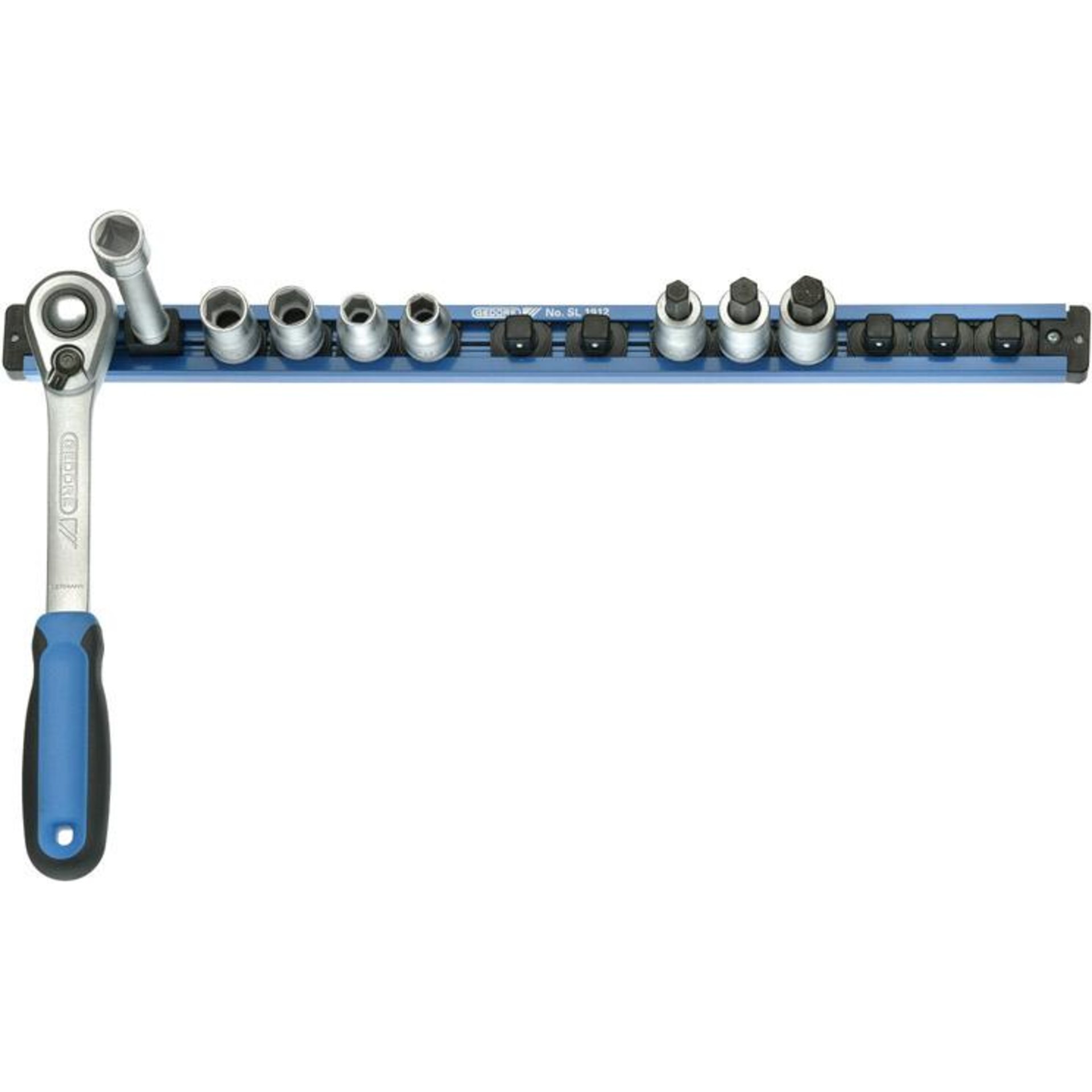 Steckleiste für 16Stück Stecknüsse 1/2"-4kant 580mm Gedore