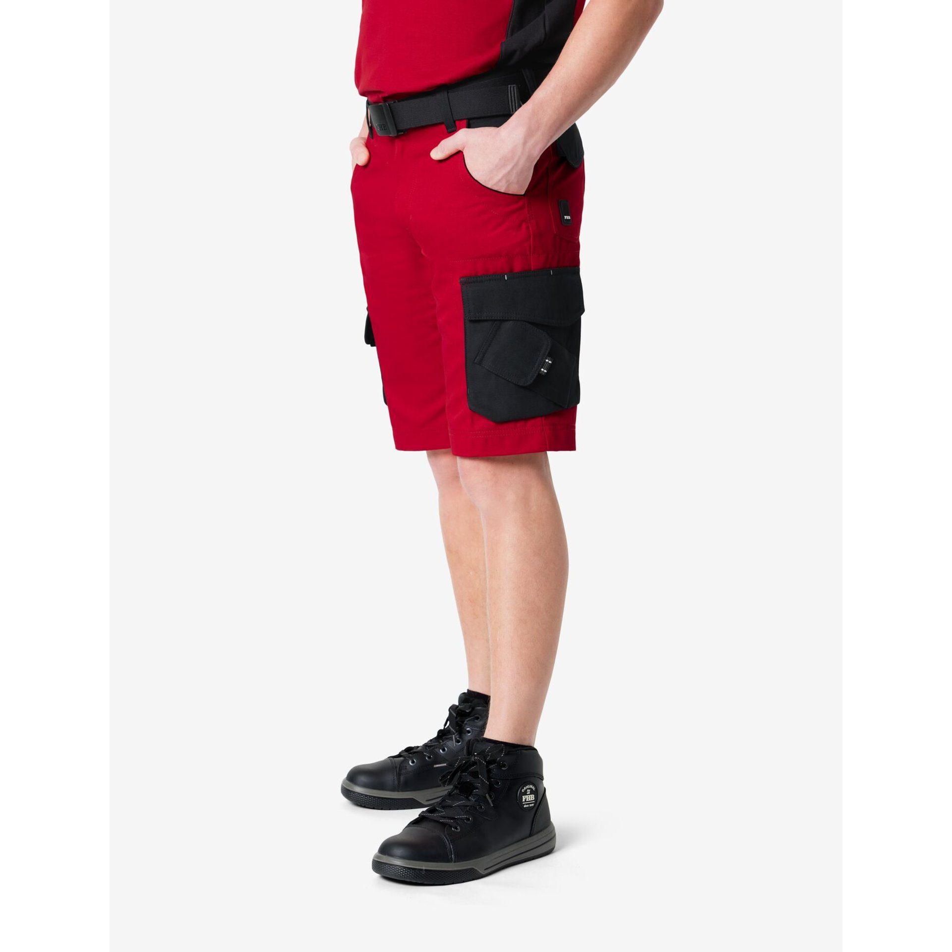 THEO Bermuda kurze Arbeitshose rot-schwarz Gr. 58