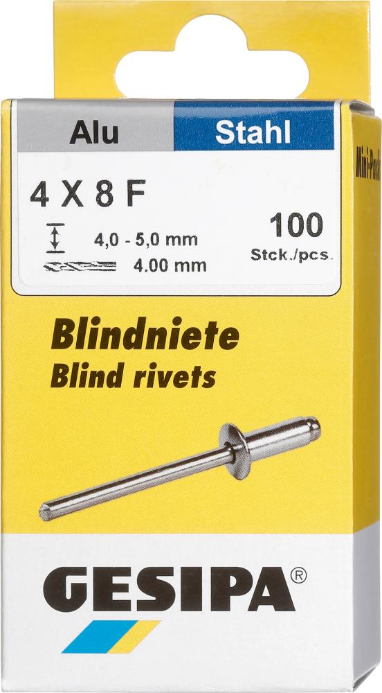 Gesipa Blindniet Alu/Stahl Flachrundkopf Mini-Pack 4x8mm a 100Stück
