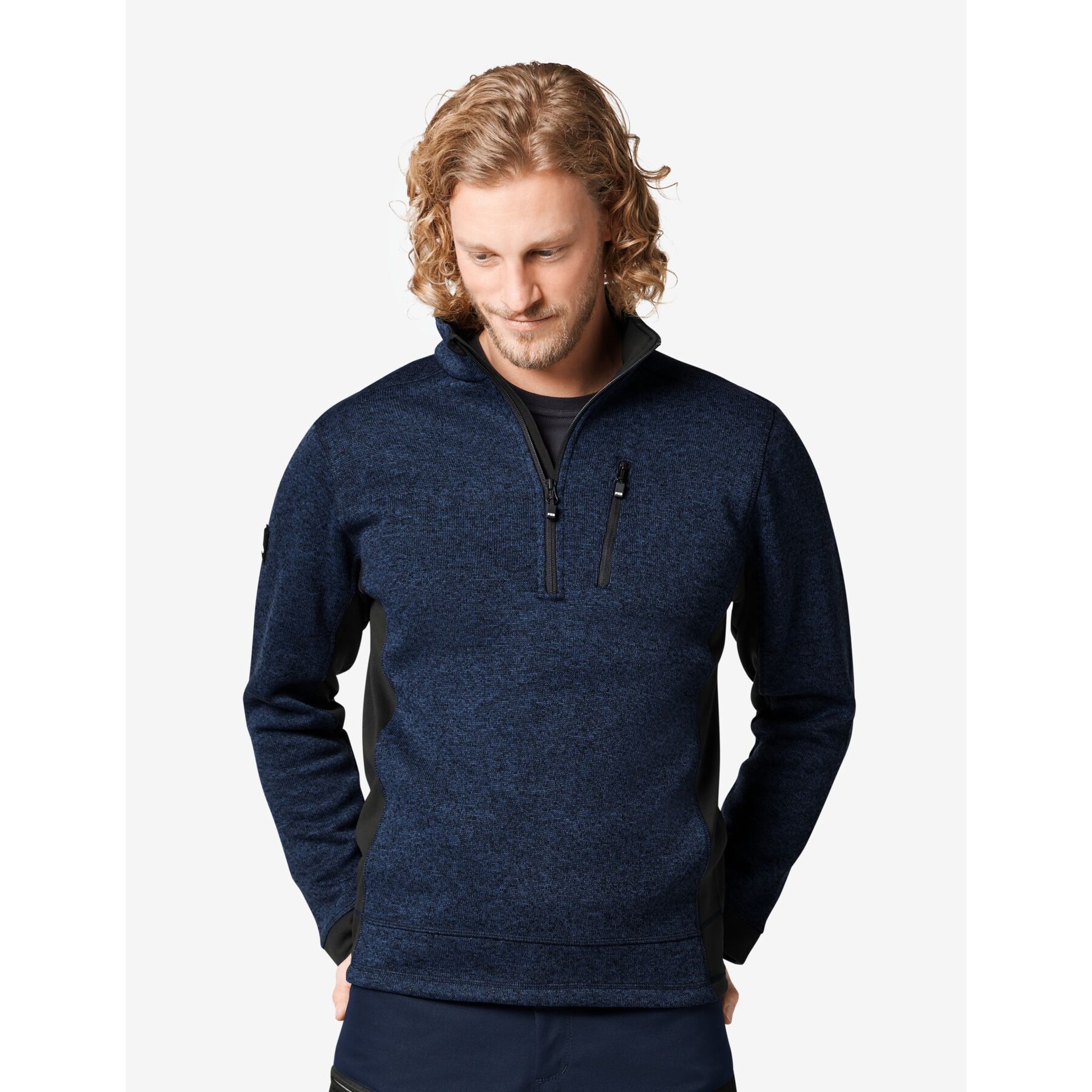 PATRICK Strick-Fleece-Troyer marine-schwarz Gr. 5XL