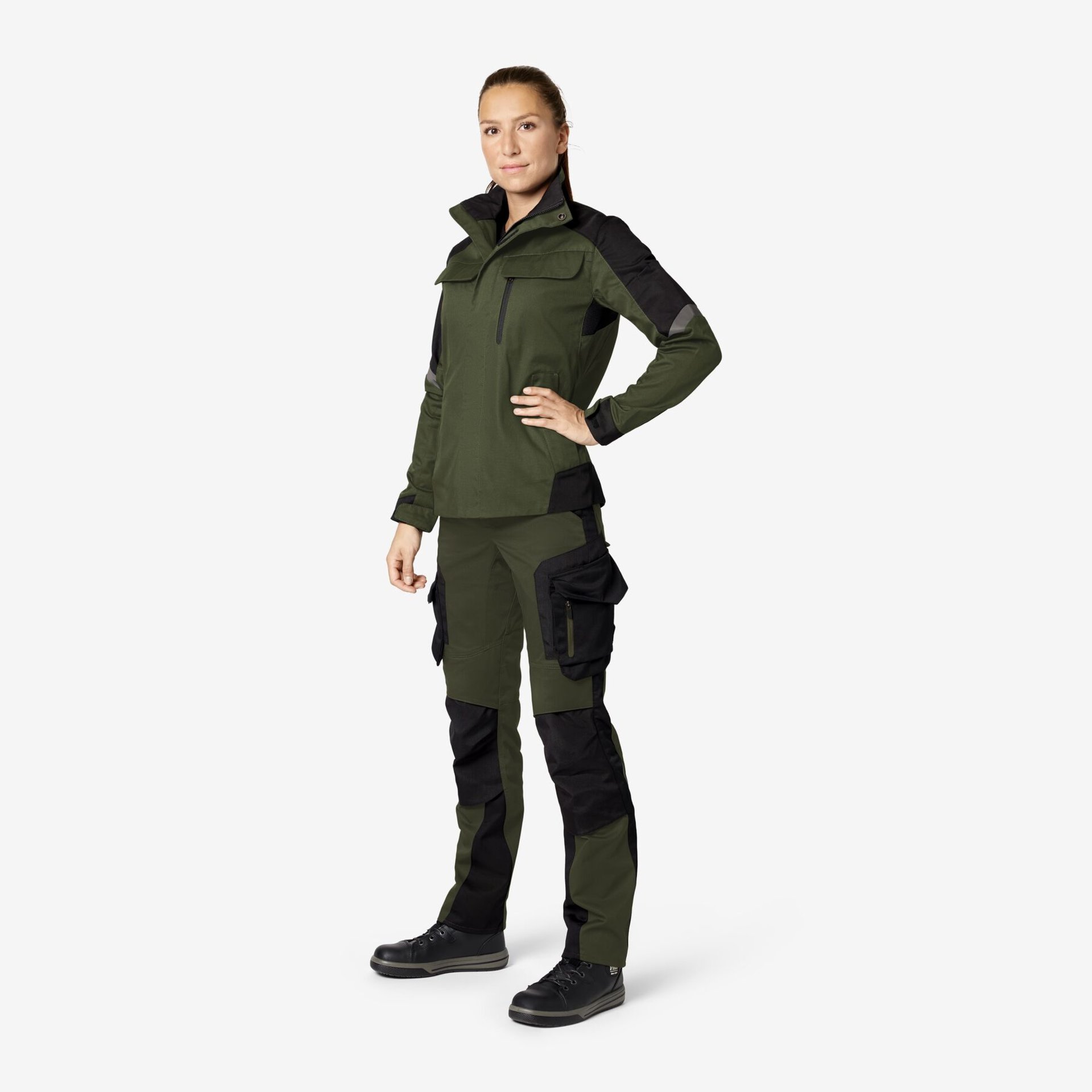 ANDREA Arbeitsjacke Damen oliv-schwarz M
