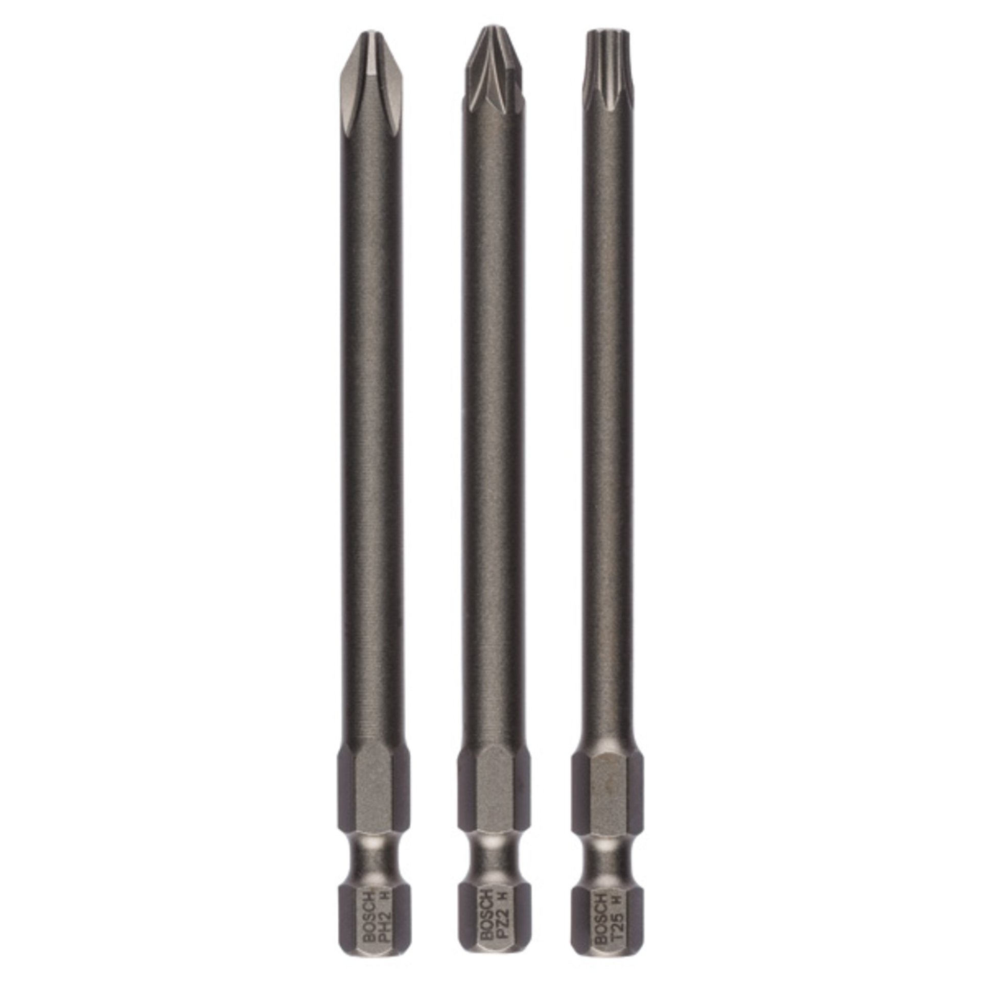 Schrauberbit-Set Extra-Hart, 3-teilig, PH2, PZ2, T25, 89 mm