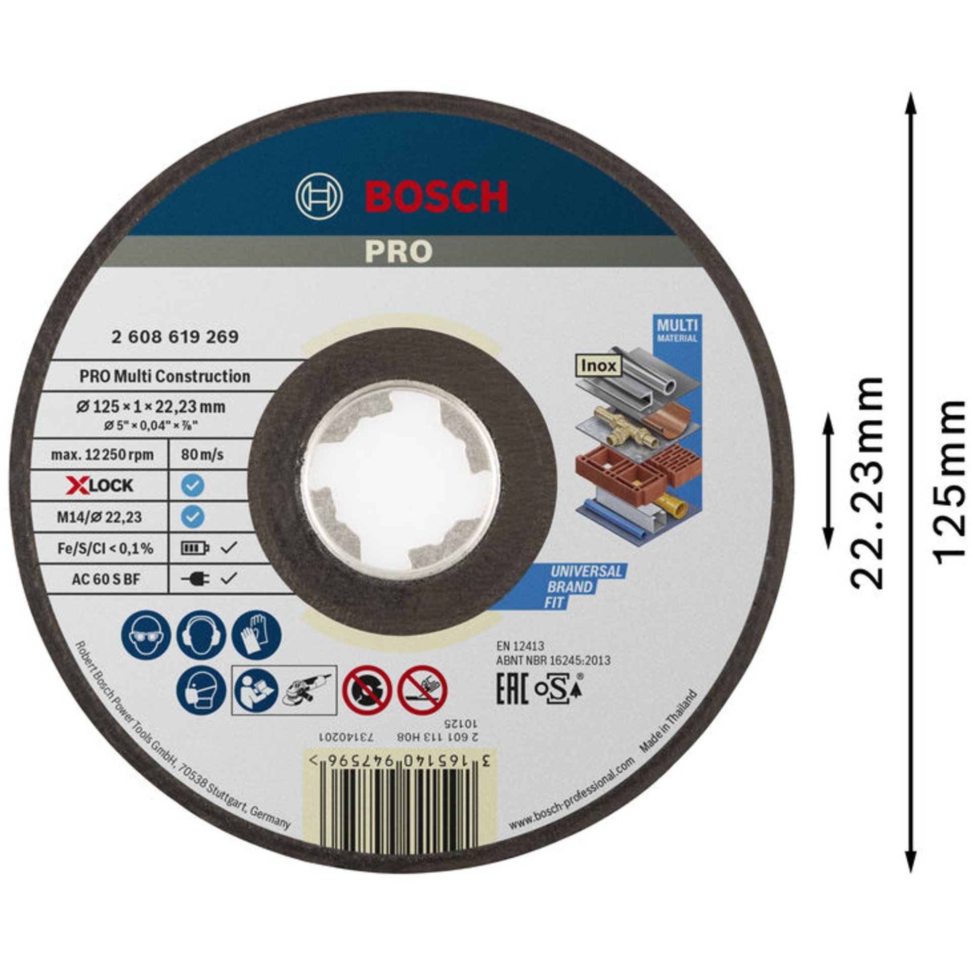 PRO Multi Material X-Lock Trennscheibe, 125 x 1 x 22,23 mm