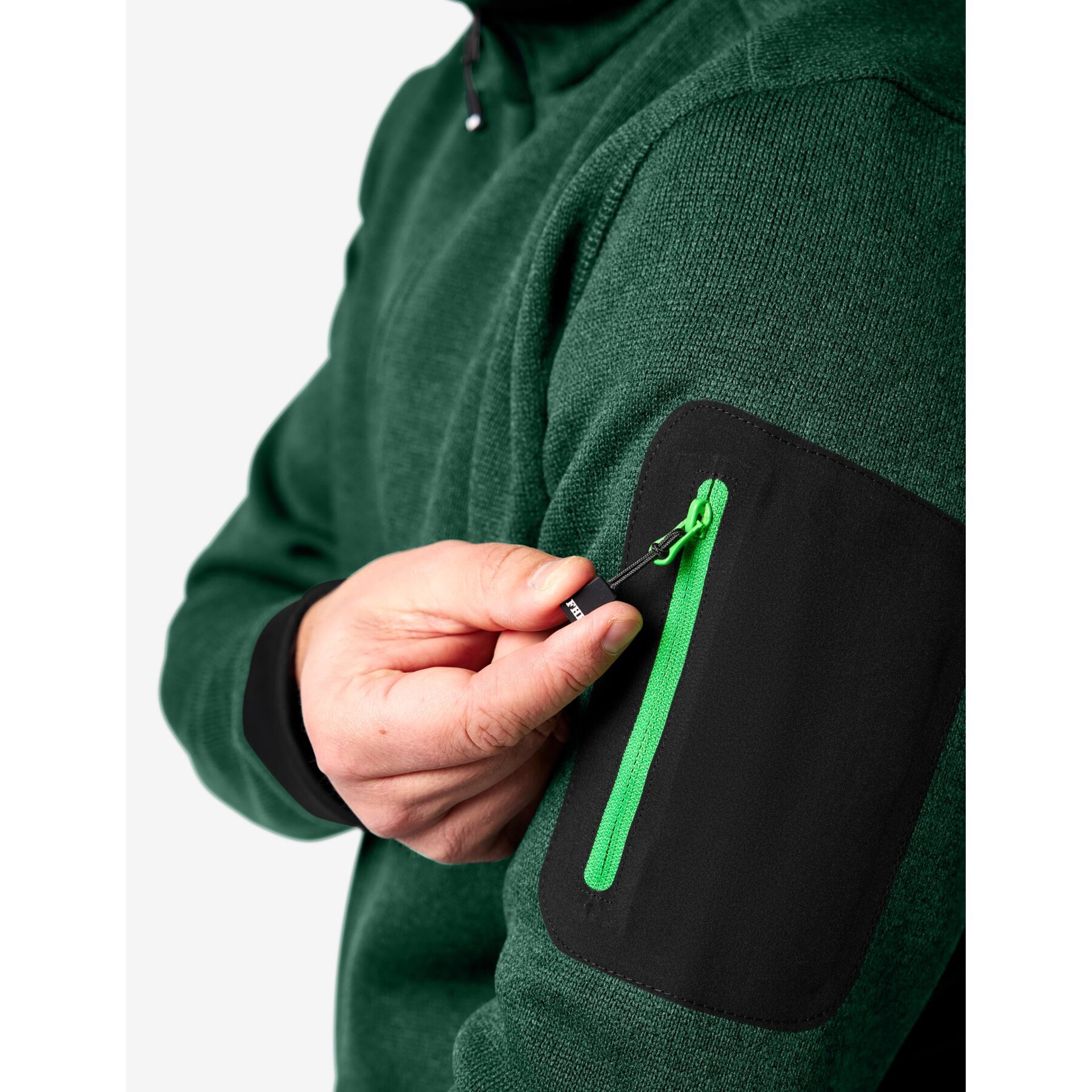 CHRISTOPH Strick-Fleece-Jacke Herren grün-schwarz 5XL