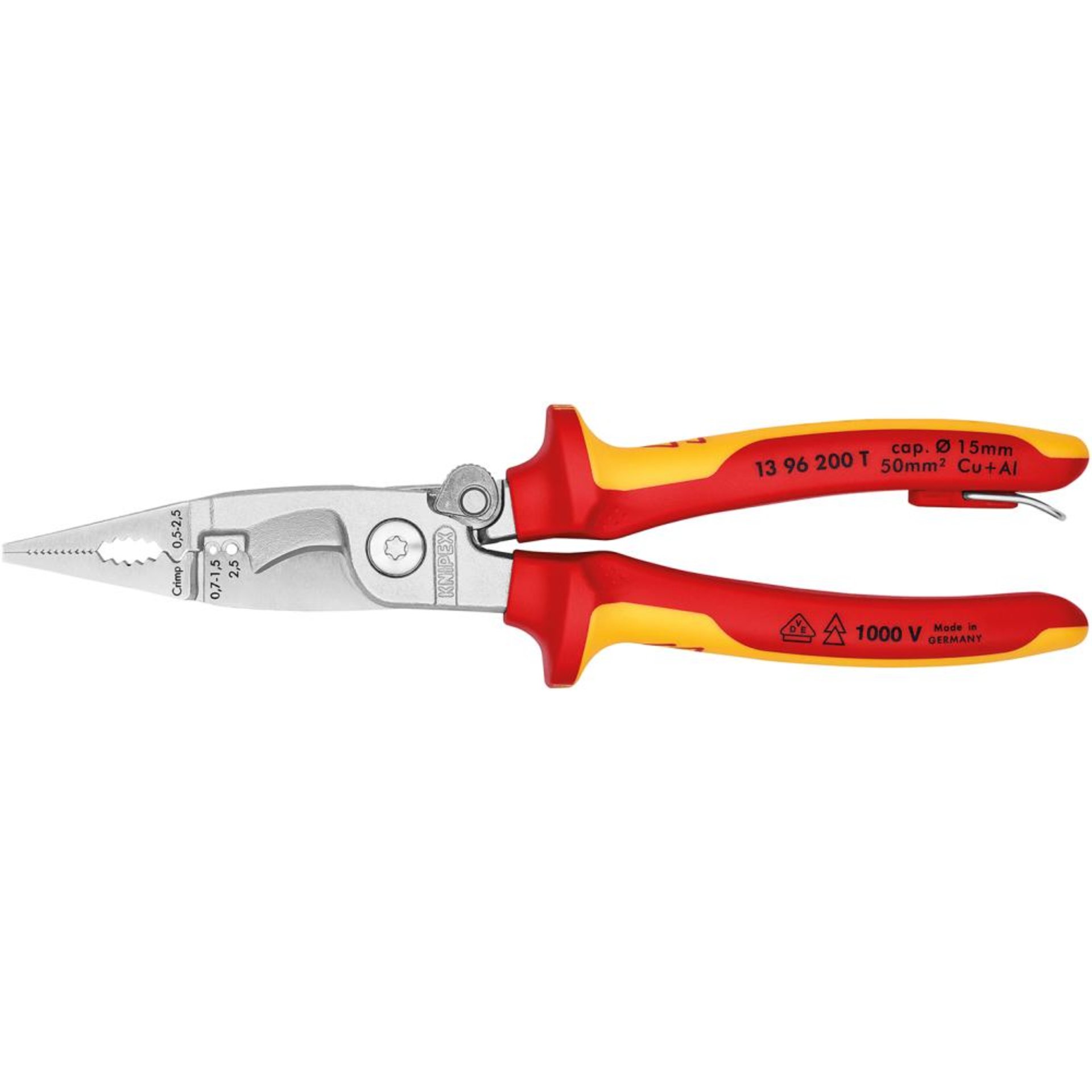 E.-Install.Zange VDE TT 200mm m.M.K.Griff Knipex