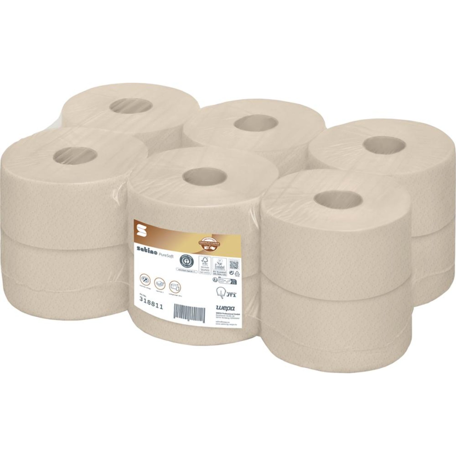Satino PureSoft Jumbo Toilettenpapier Recycling, 2-lagig 720 Blatt