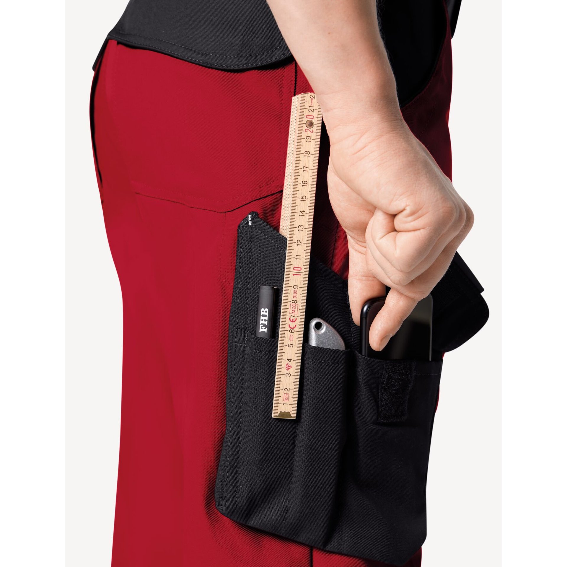 THEO Bermuda kurze Arbeitshose rot-schwarz Gr. 58