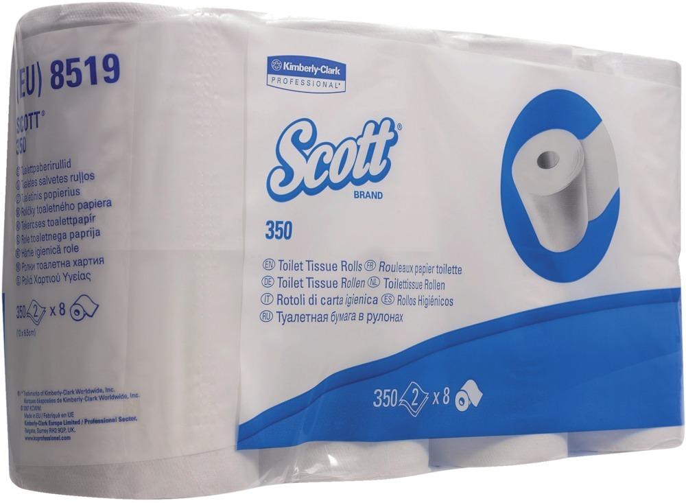 SCOTT 350 Toilet-Tissue 2lag. hochweiß 8x350Bl.