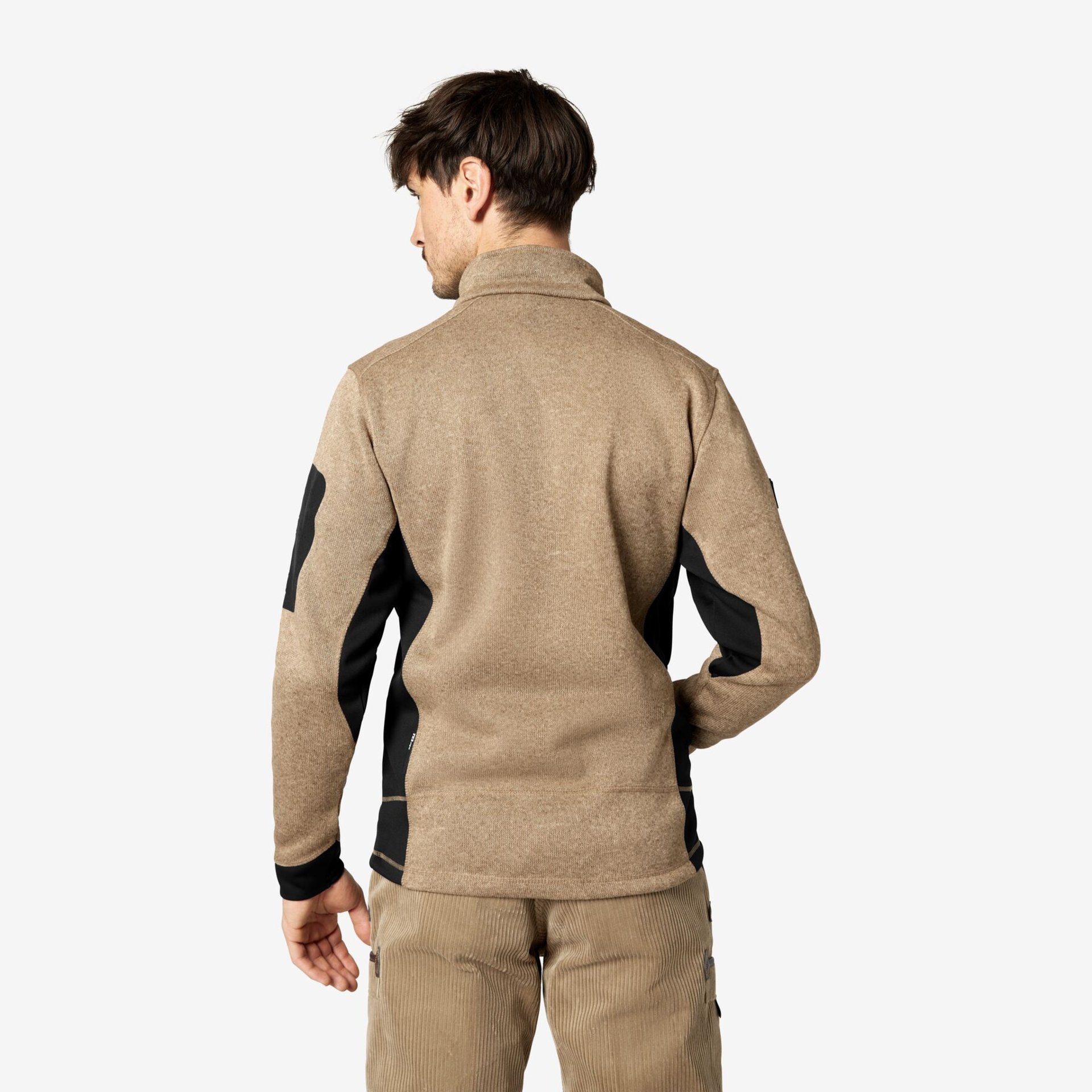 CHRISTOPH Strick-Fleece-Jacke Herren beige-schwarz 3XL