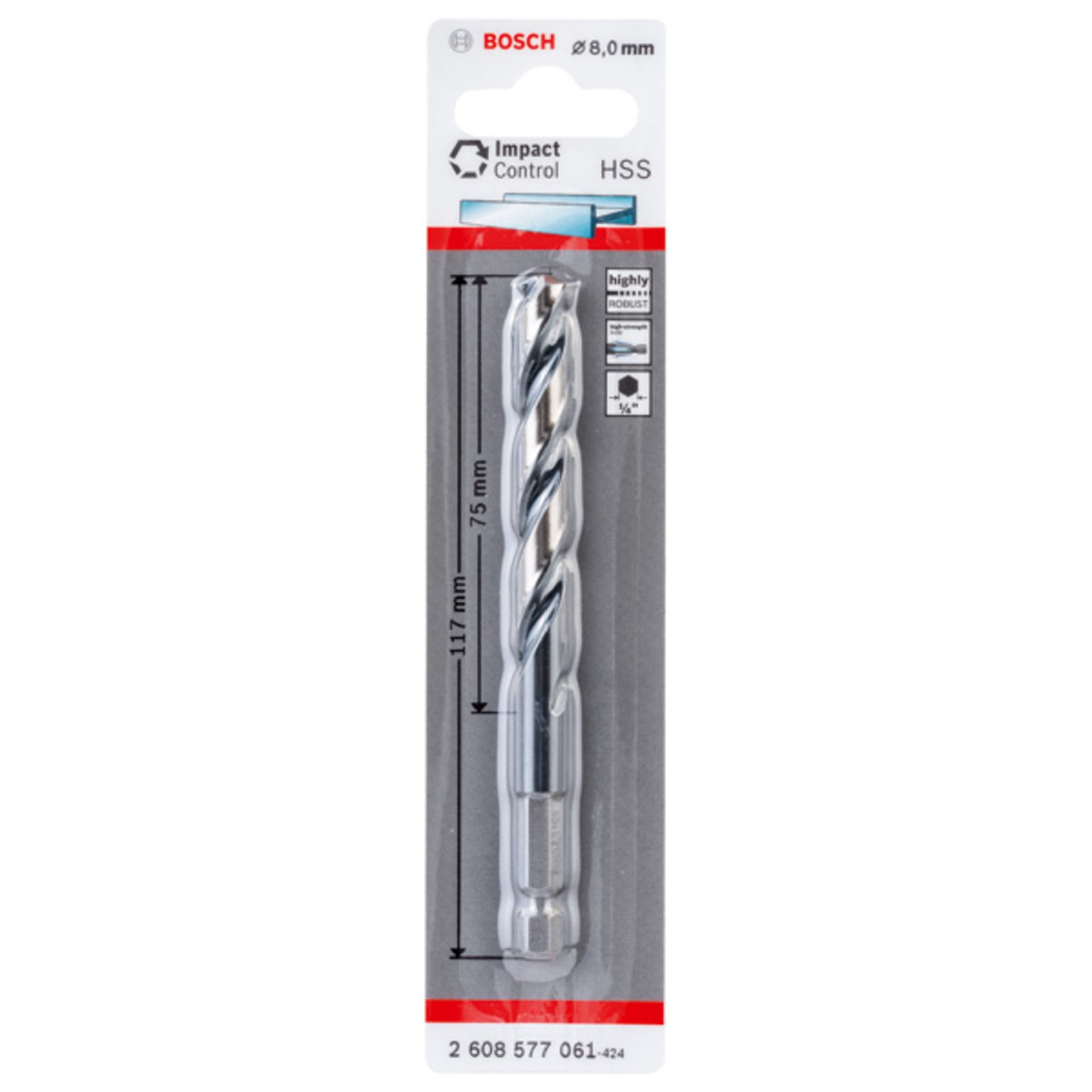 HSS-Hex-Schaft Spiralbohrer 8,0 mm