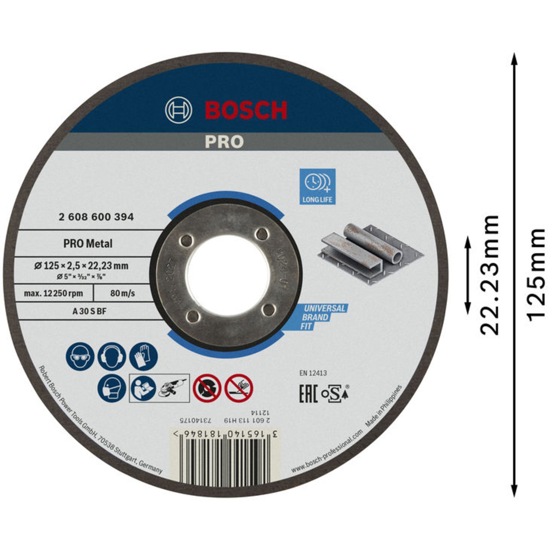 PRO Metal Trennscheibe, 125 x 2.5 x 22.23 mm, gerade, oSa