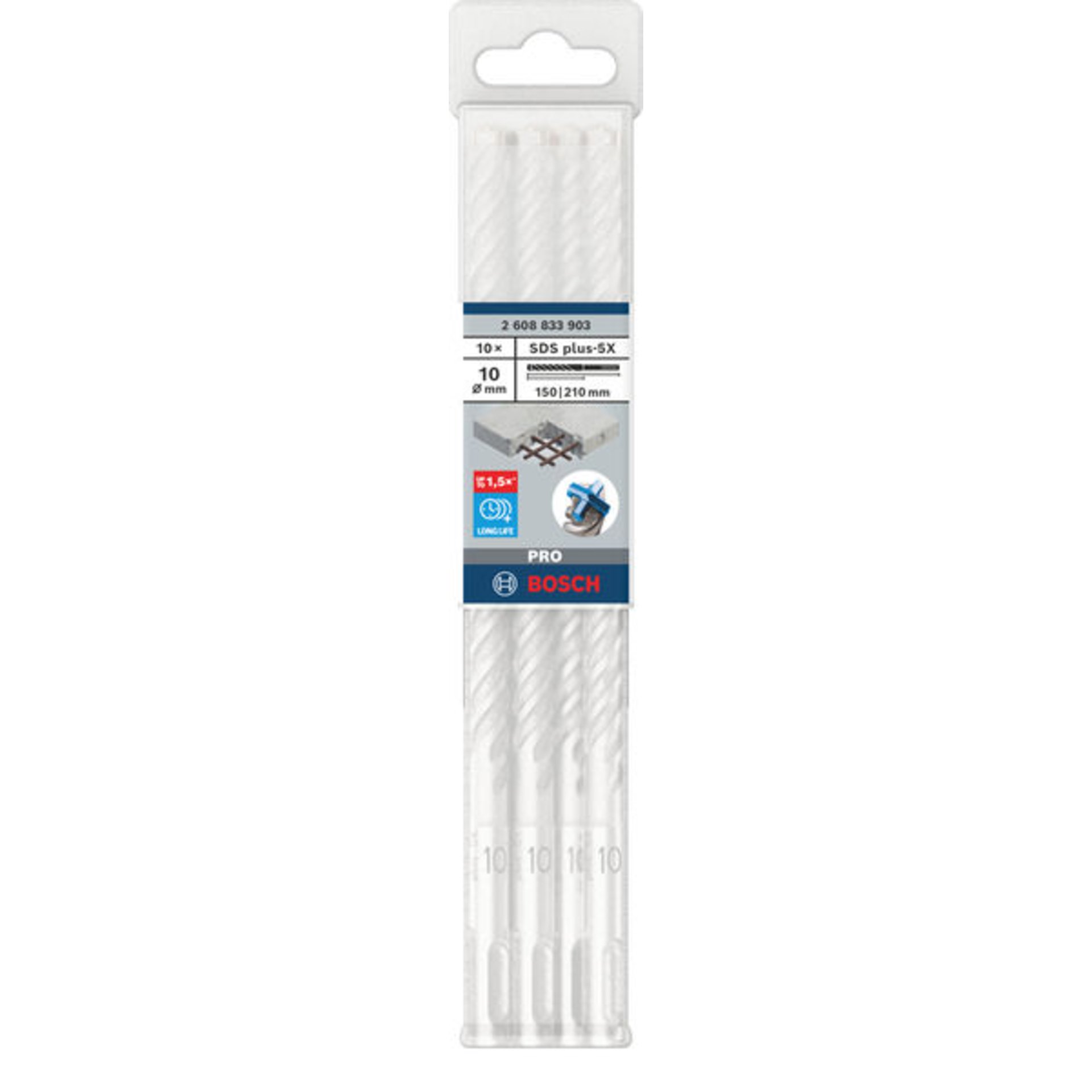 PRO SDS plus-5X Hammerbohrer, 10 x 150 x 210 mm, 10-tlg.