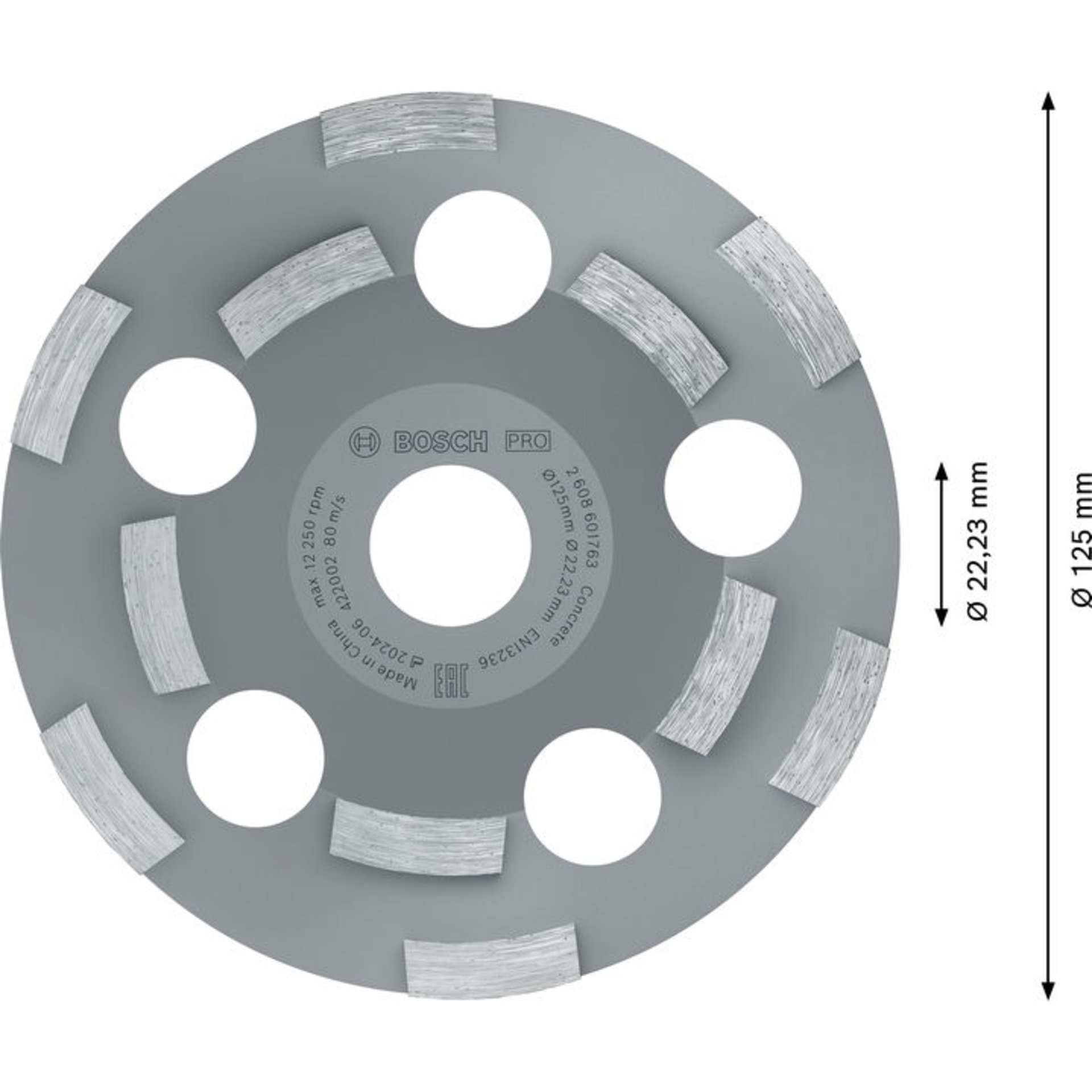 PRO Abrasive Topfscheibe, 50 x 125 mm, 22,23 mm
