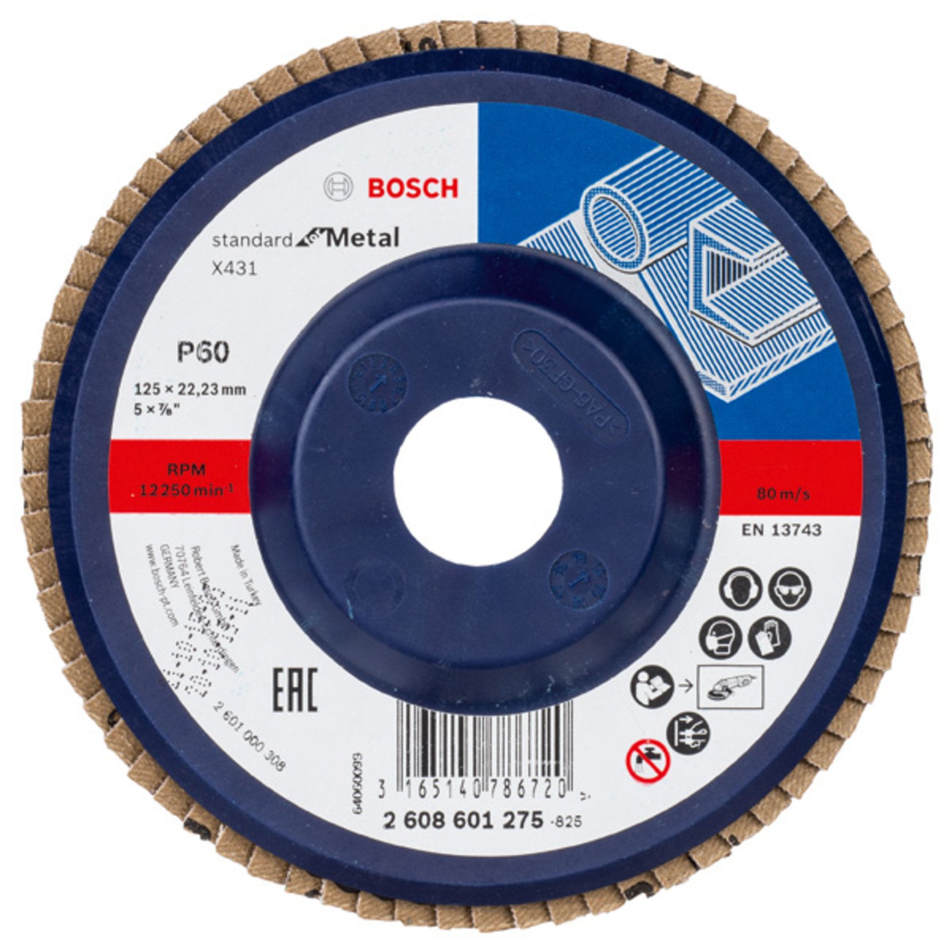 Fächerschleifscheibe X431 Standard for Metal, gerade, 125 mm, 60, Kunststoff