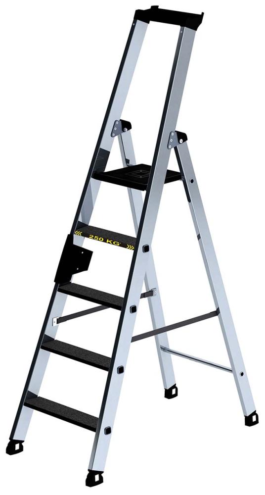 Alu-Stehleiter 250kg m.clip-step R13, 5 Stufen