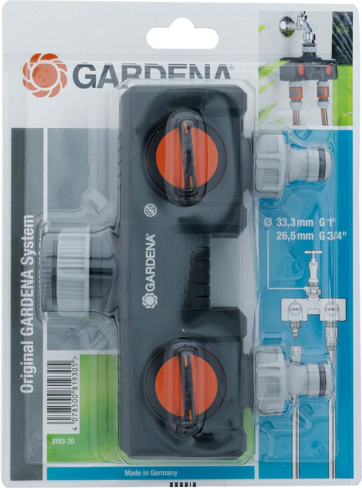 Gardena 2-Wege-Verteiler für 2 Anschlüsse an 1 Wasserhahn