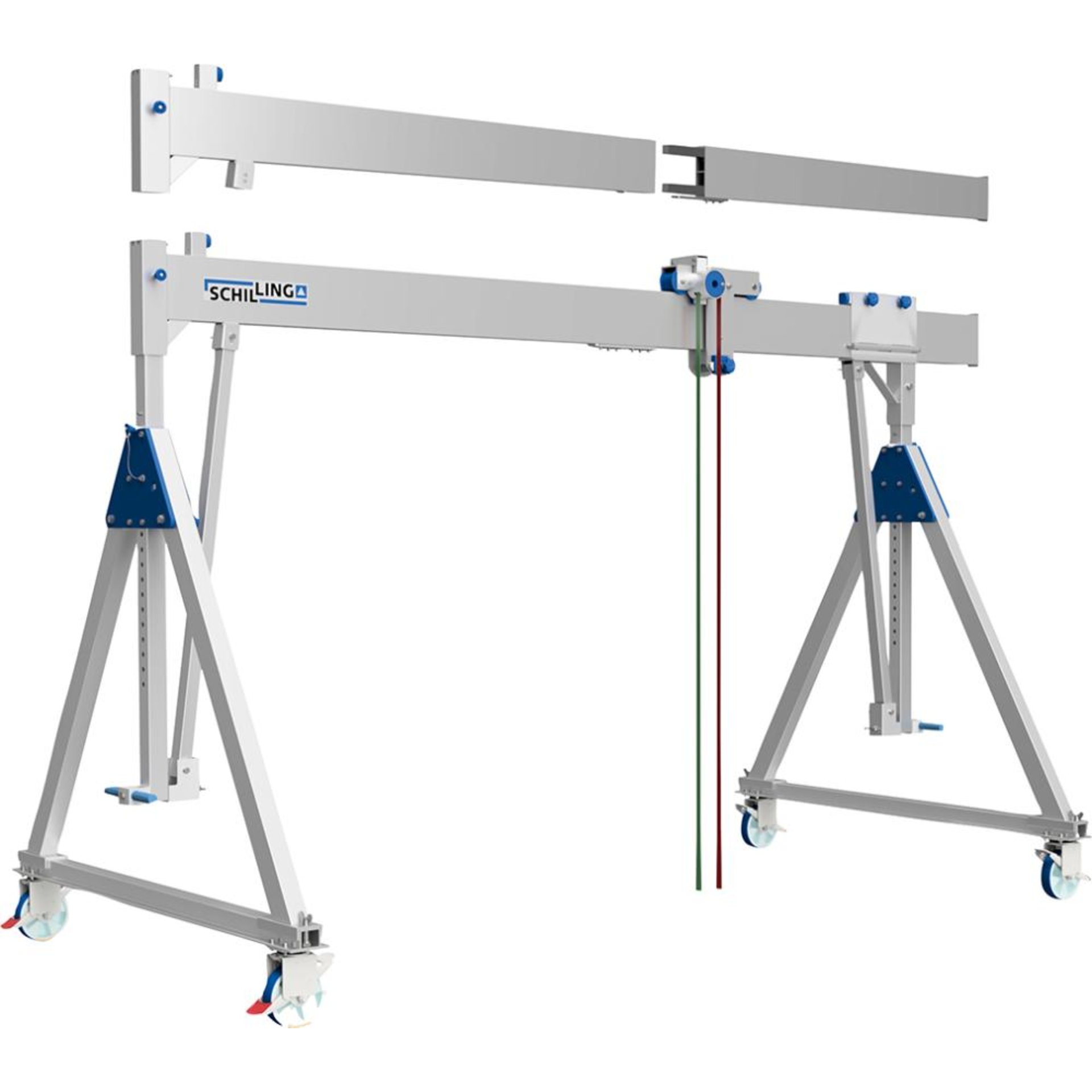 Aluportalkran fahrbar H1699-2099 mm 500 kg TL 4000 mm Alu-Einzel-Träger