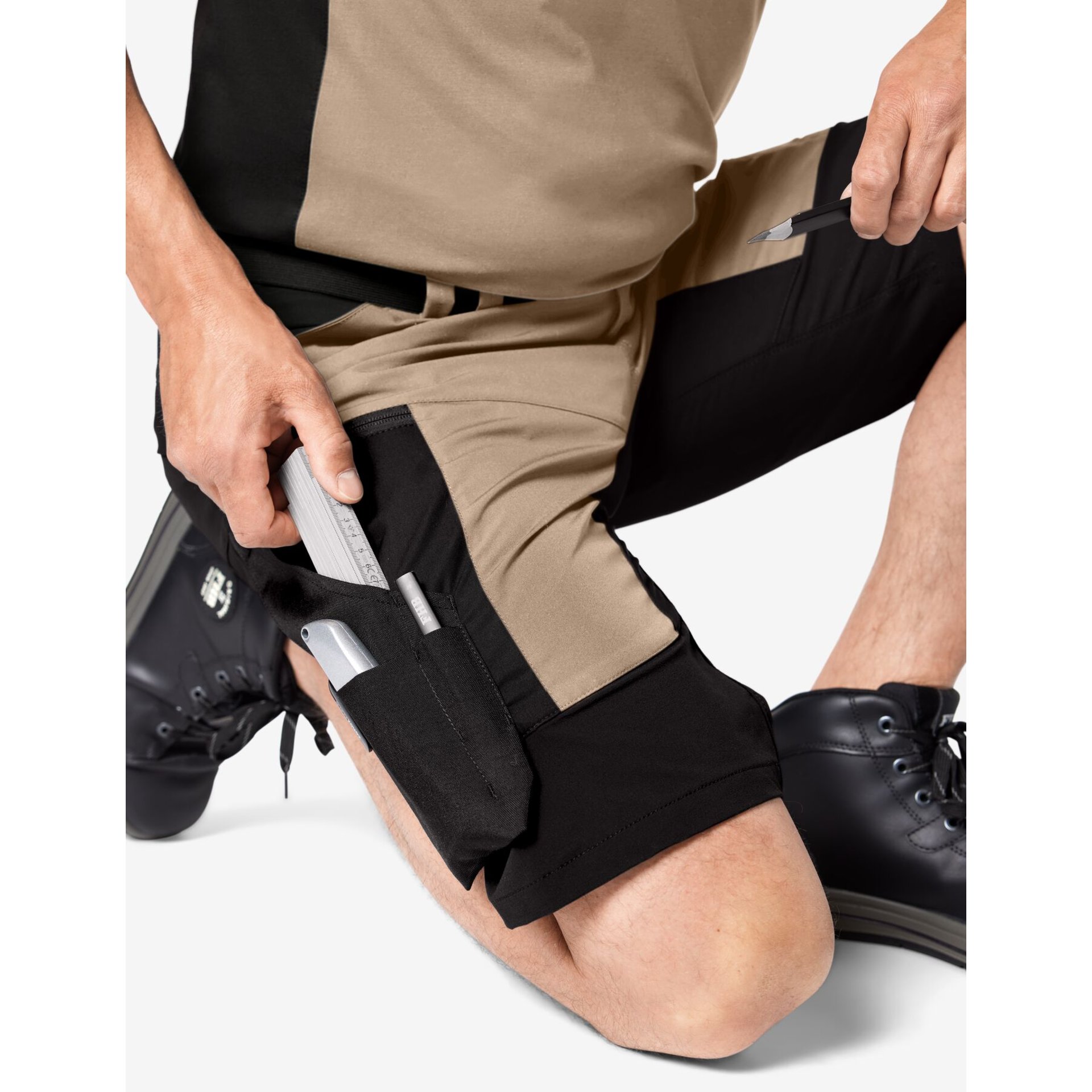 KIM Bermuda elastisch beige-schwarz 58