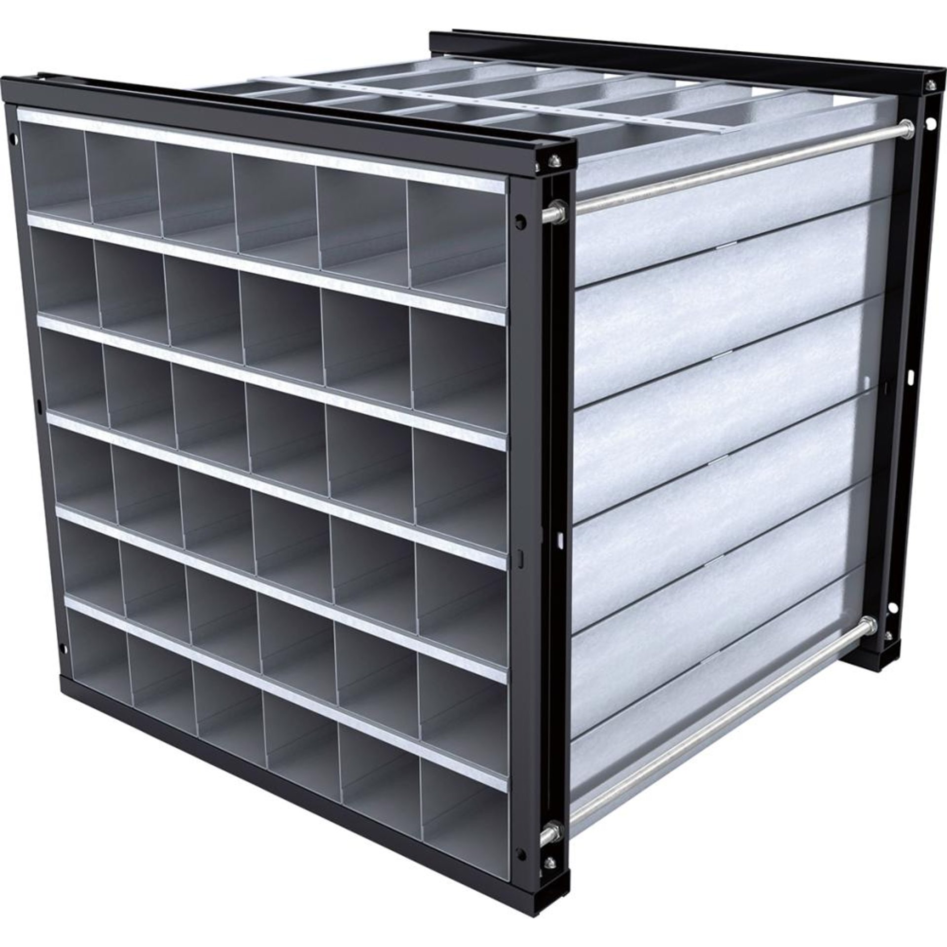 Wabenregal 1000 mm RAL 7016 inkl. 30 Wannen Waben BxH 180x130 mm B1000xT1000xH1000mm