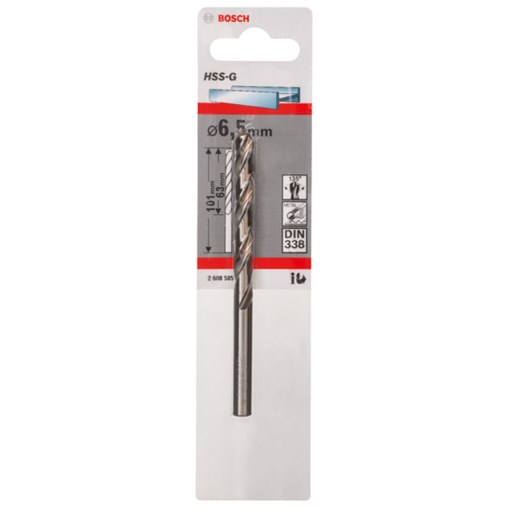 Metallbohrer HSS-G, DIN 338, 6,5 x 63 x 101 mm, 1er-Pack
