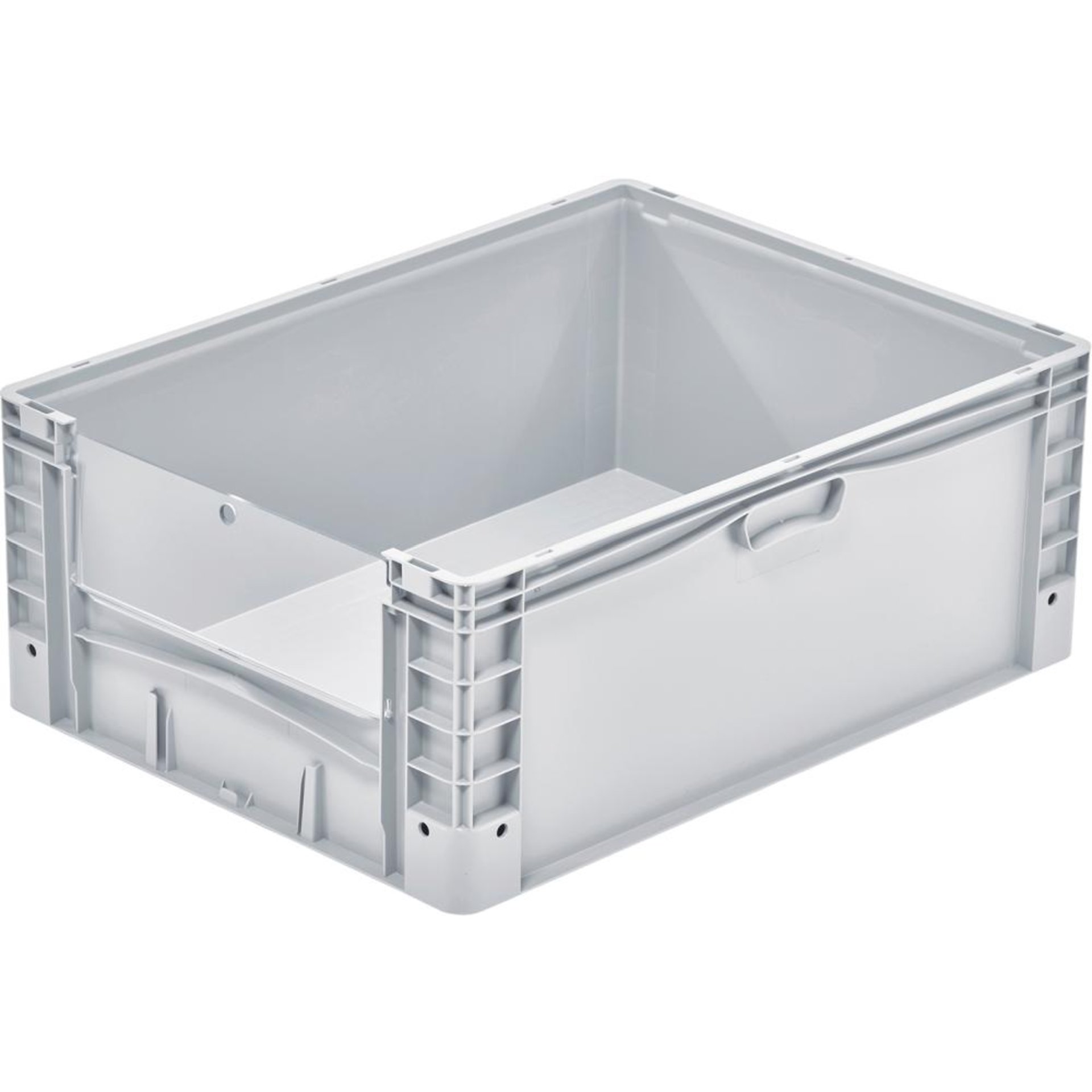 Eurobehälter B800xT600xH320 mm grau basicline plus mit Entnahmeklappe