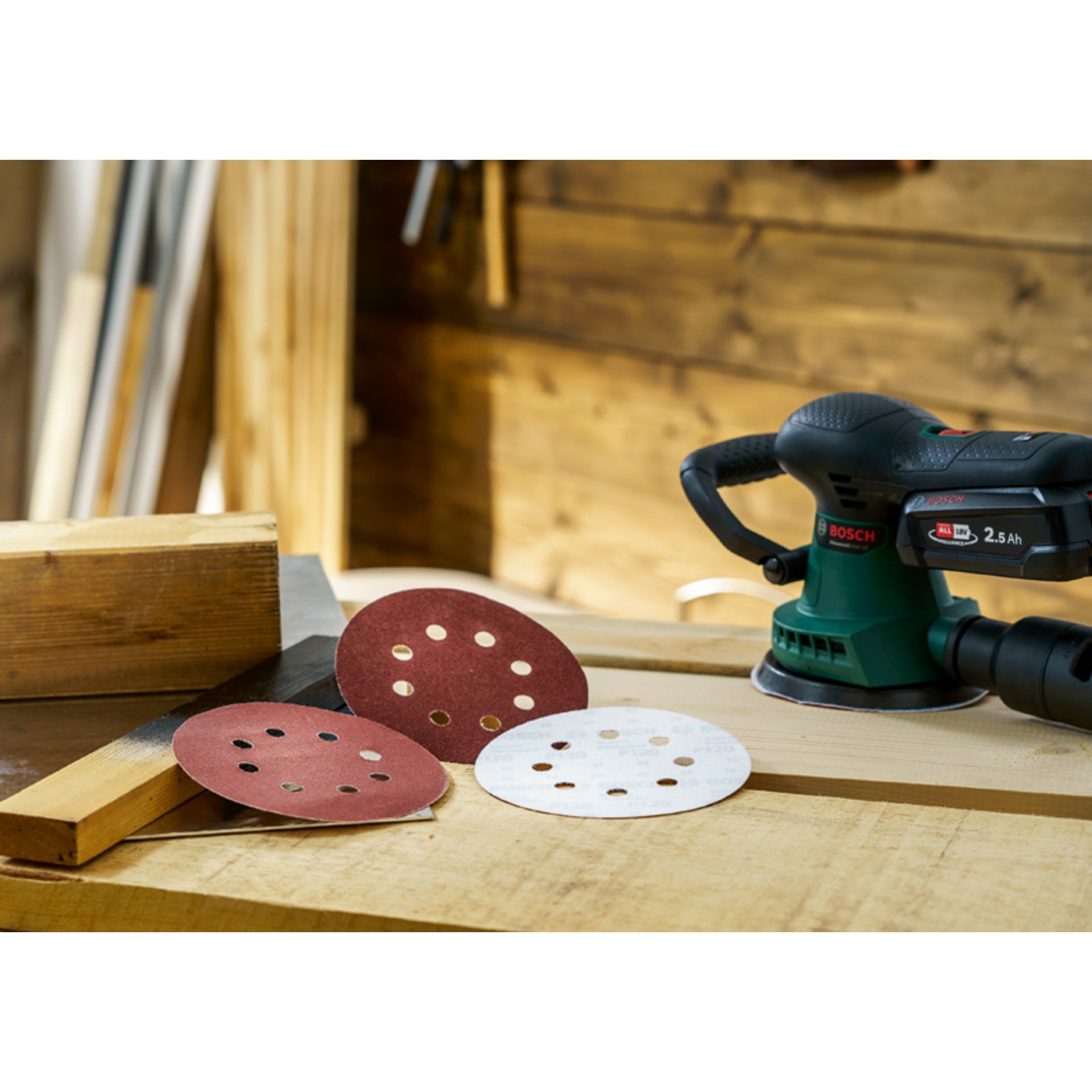 Schleifblatt-Set für Exzenterschleifer, 25-teilig, 8 Löcher, 125 mm, 80 - 240