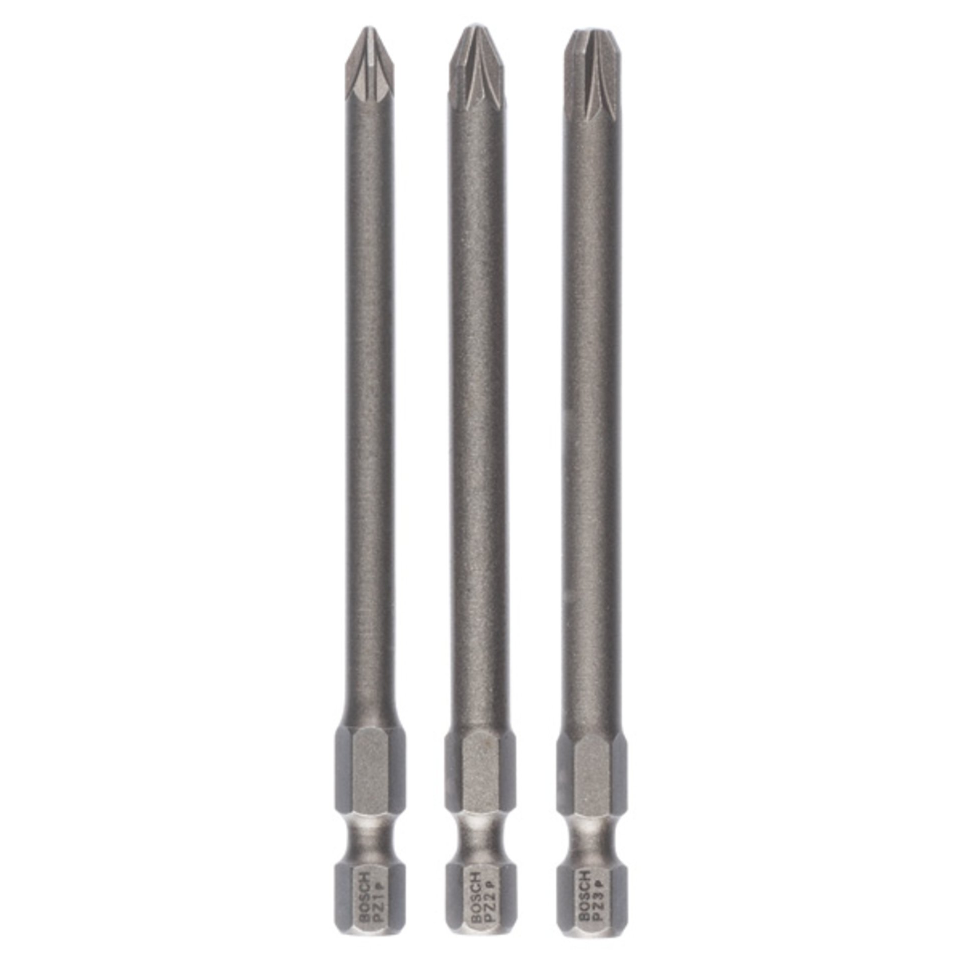 Schrauberbit-Set Extra-Hart, 3-teilig, PZ1, PZ2, PZ3, 89 mm