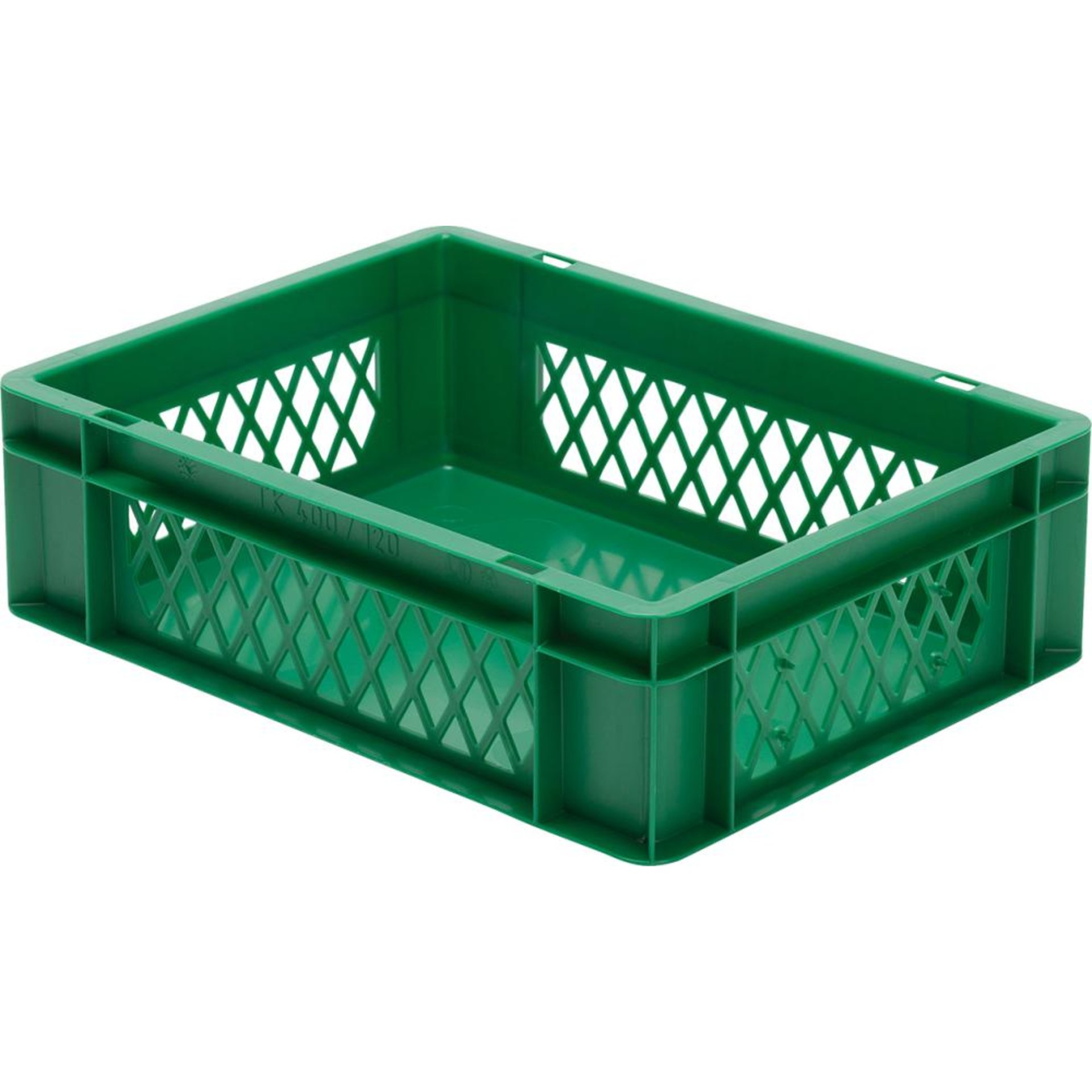 Transport-Stapelkasten B300xT200xH145 mm grün, Wände durchbrochen ohne Griffloch LA-KA-PE