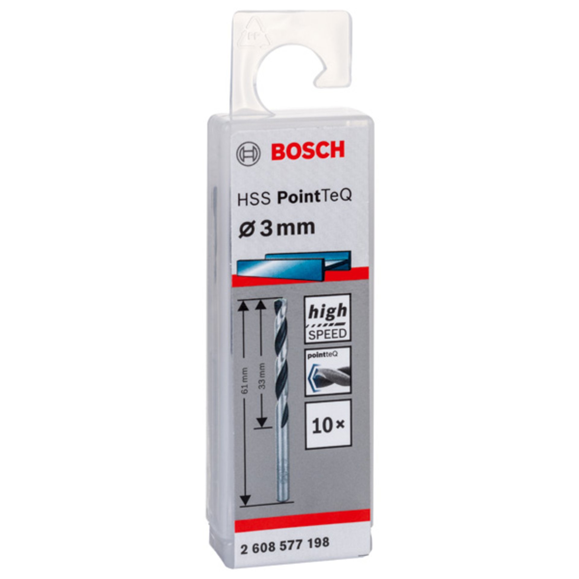 Metallspiralbohrer HSS PointTeQ, DIN 338, 3,0 mm, 10er-Pack