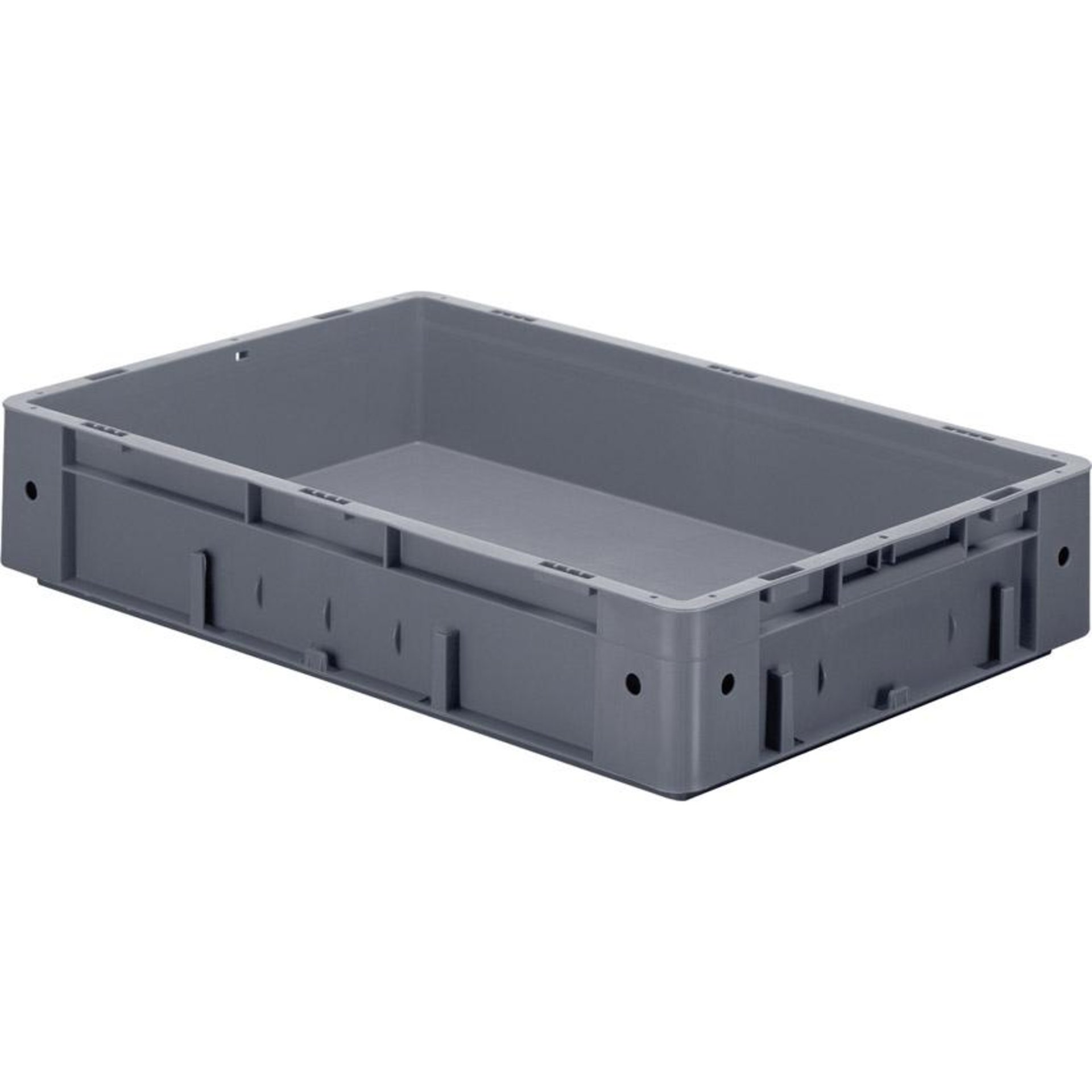 Transport-Stapelkasten B600xT400xH120 mm grau Auflast 700kg ohne Griffloch LA-KA-PE