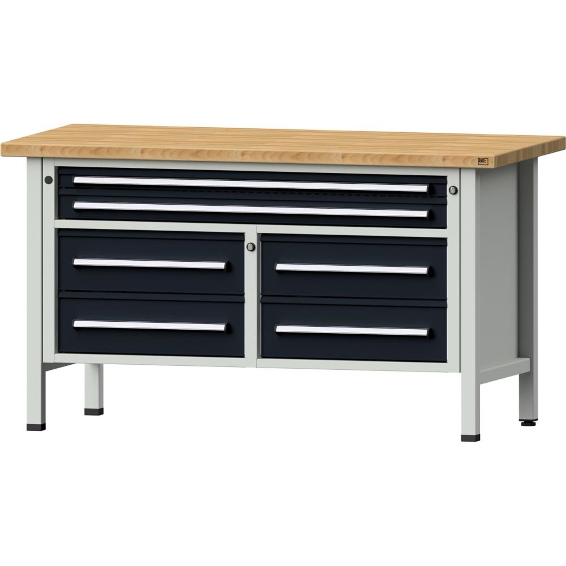 Anke Kastenwerkbank B1500xT700xH840mm RAL7035/7016 BMP: 40 mm 6 Schubladen