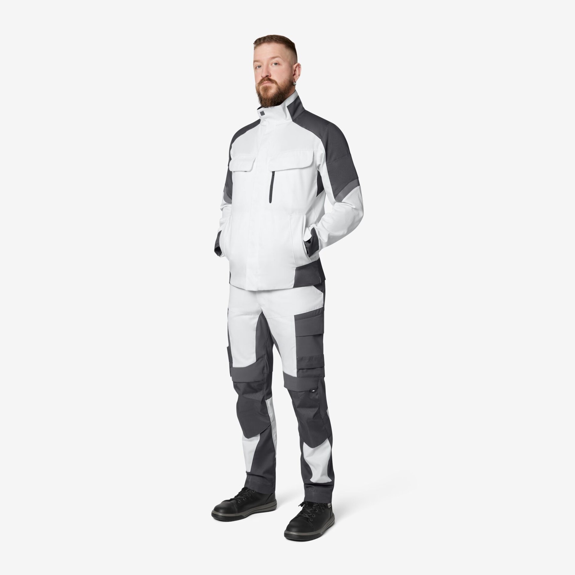FRANK Arbeitsjacke Herren weiß-anthrazit M