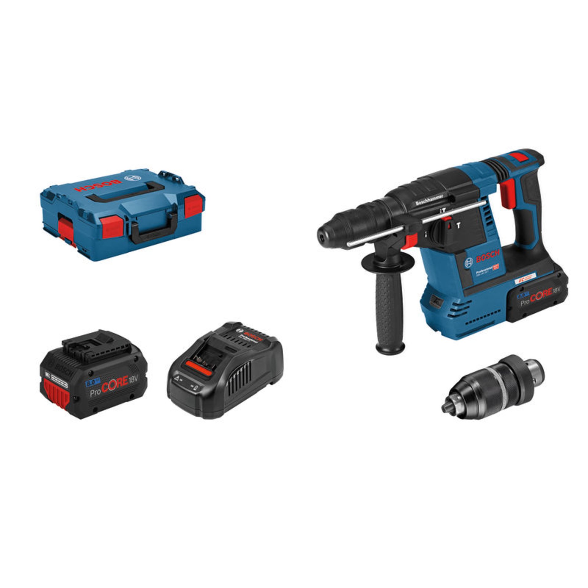 Akku-Bohrhammer mit SDS plus GBH 18V-26F, L-BOXX 136, 2 x Akku ProCORE18V 8.0Ah