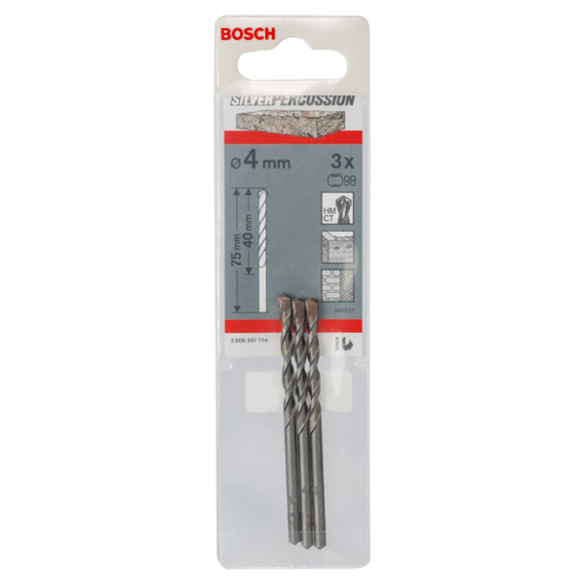 Betonbohrer CYL-3, 4 x 40 x 75 mm, d 3,3 mm, 3er-Pack