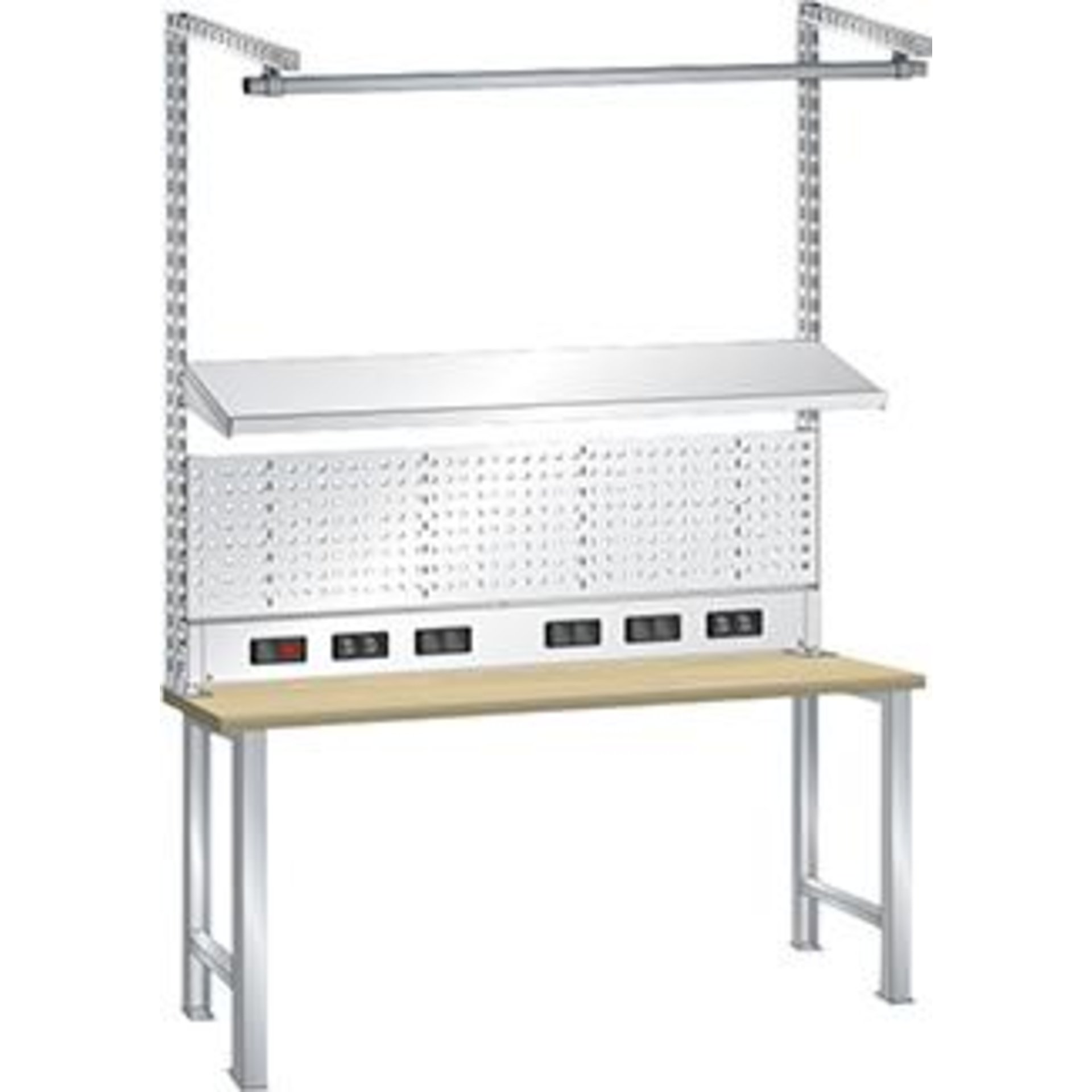 Aufbau für Werkbank RAL 7035 B1500xH1590mm Typ DE/Schutzkontakt