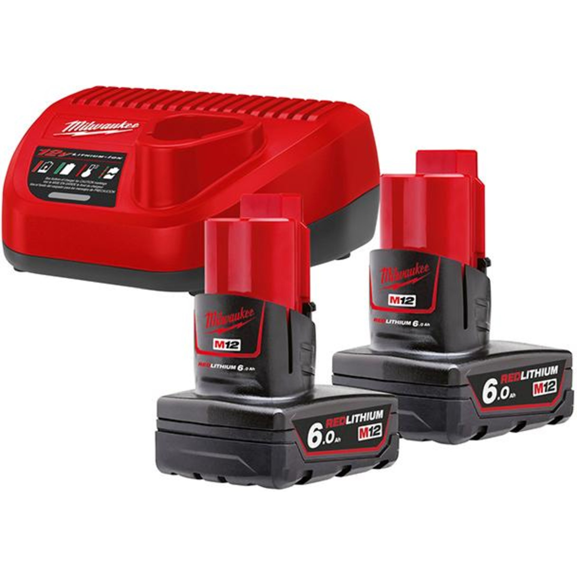 Akku-Starter Set M12 NRG-602 Milwaukee 2x12,0 V 6,0 Ah Ladegerät C12 C Karton