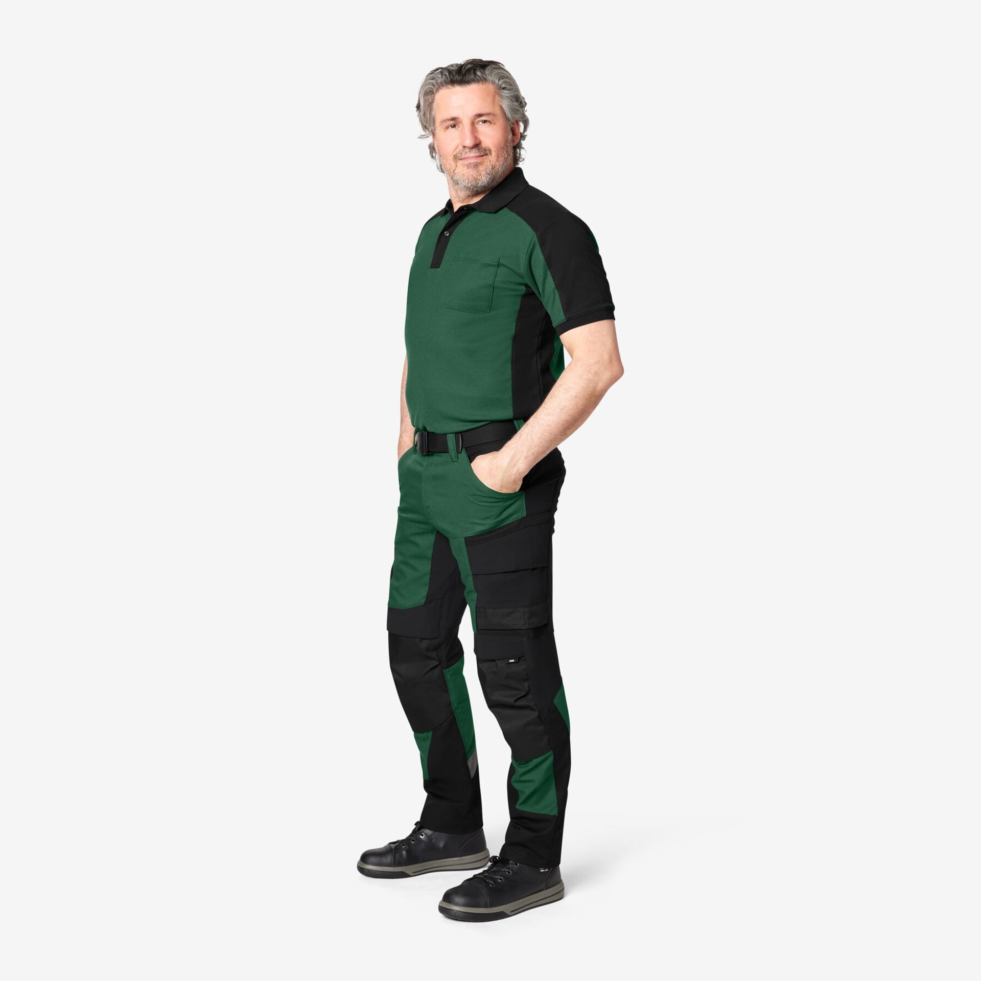 LEO Arbeitshose elastisch grün-schwarz 24
