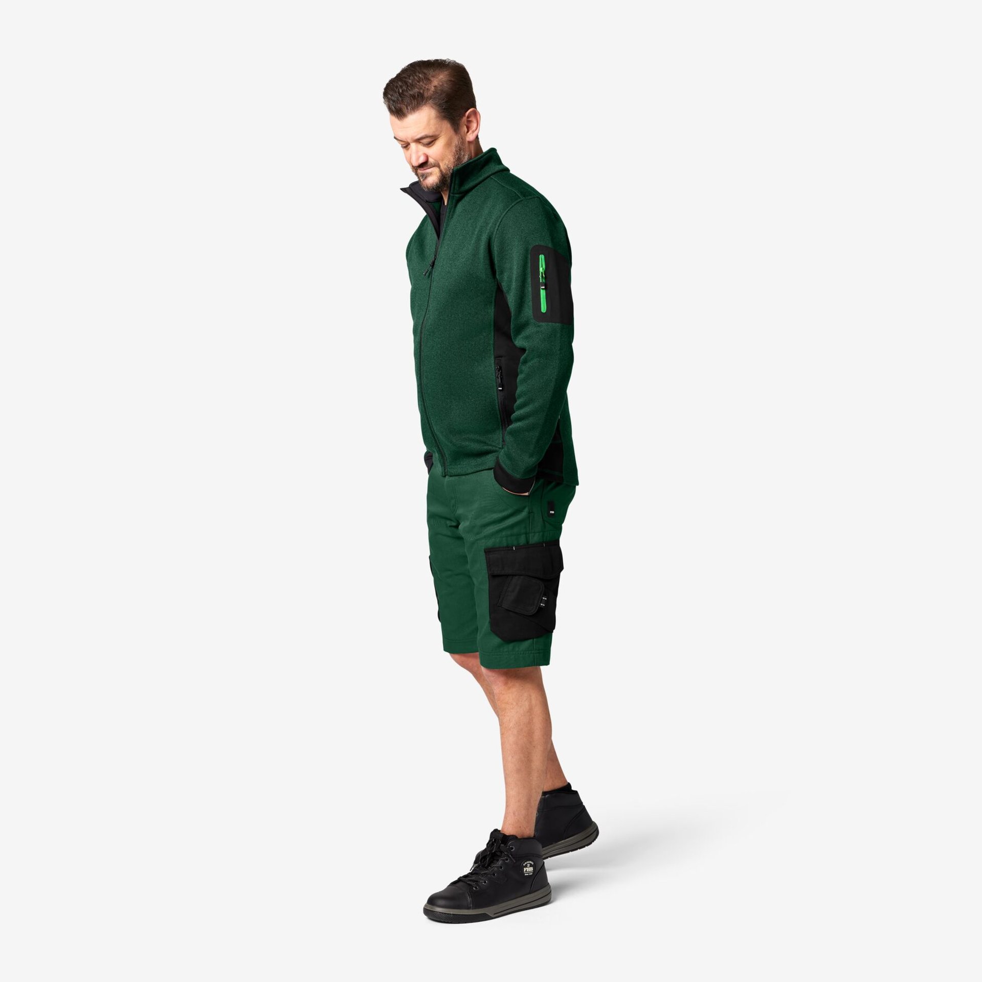 CHRISTOPH Strick-Fleece-Jacke Herren grün-schwarz 5XL